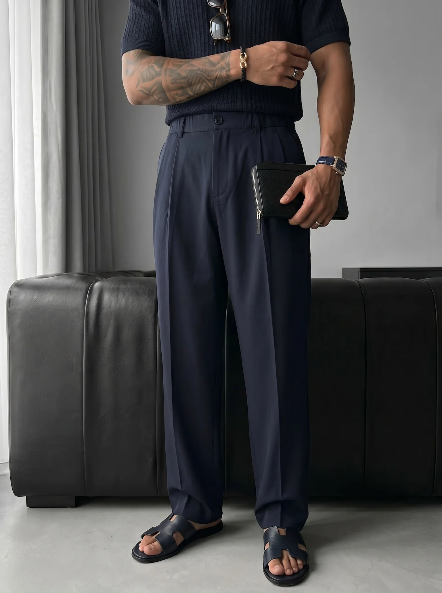 Baggy Chino Trousers - Blue
