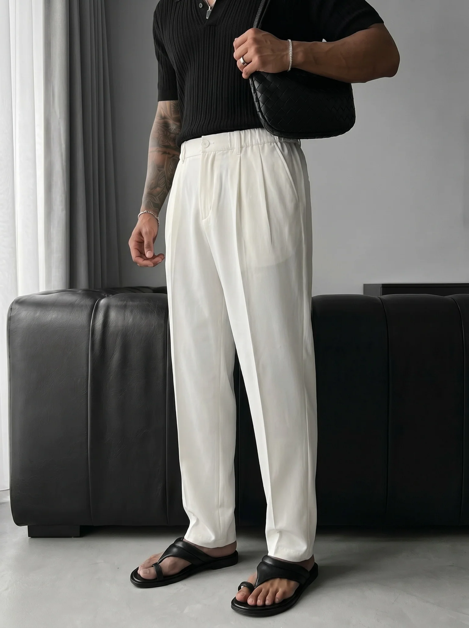 Baggy Chino Trousers - Ecru - Image 2