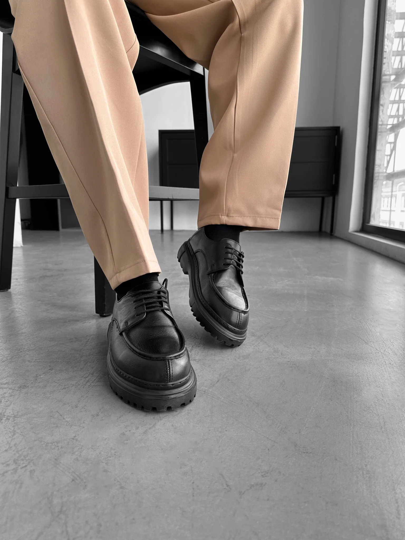Casual Leather Shoes - Black - Image 4