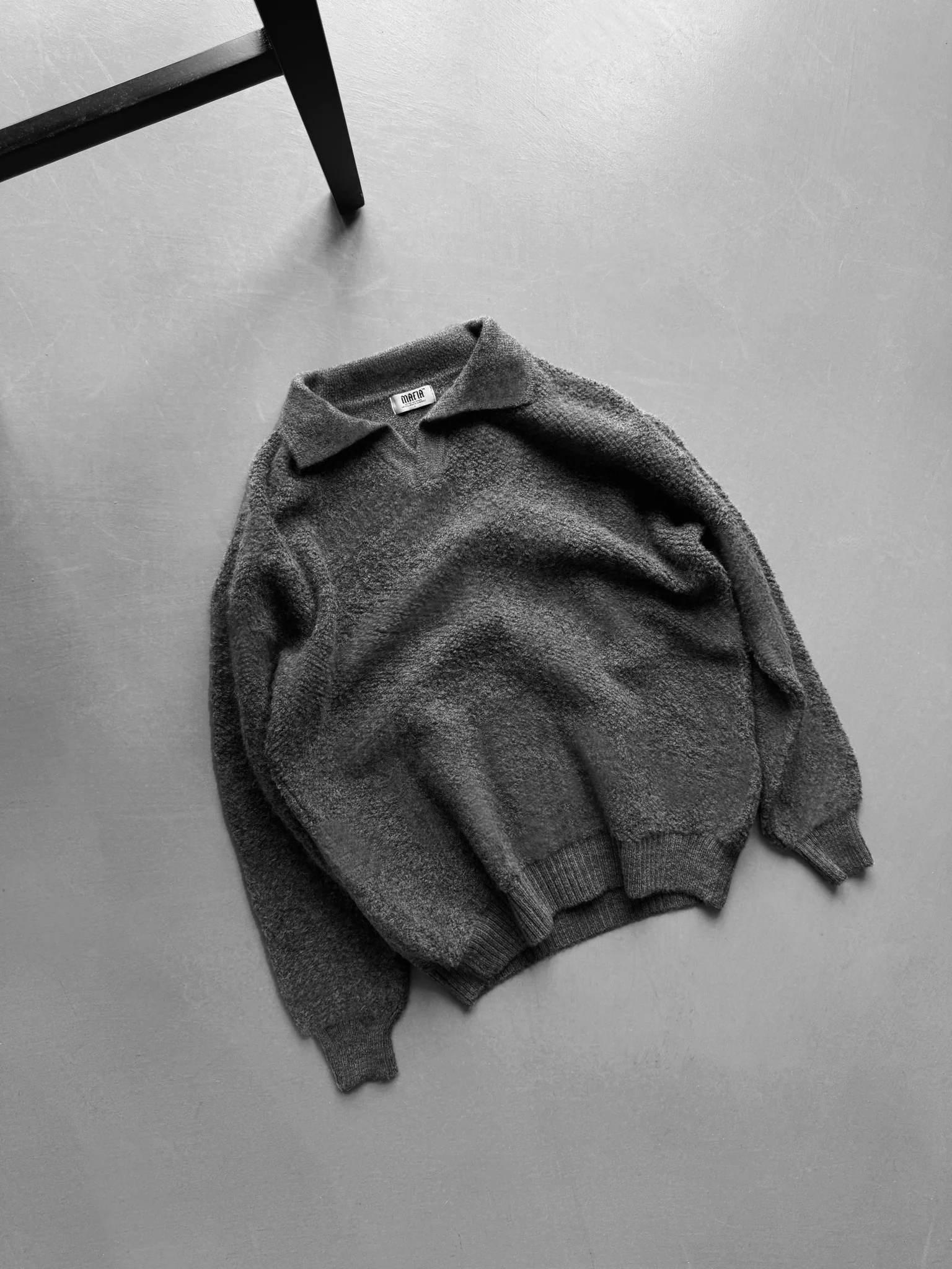 Knit Collar Brushed Pullover - Anthracite