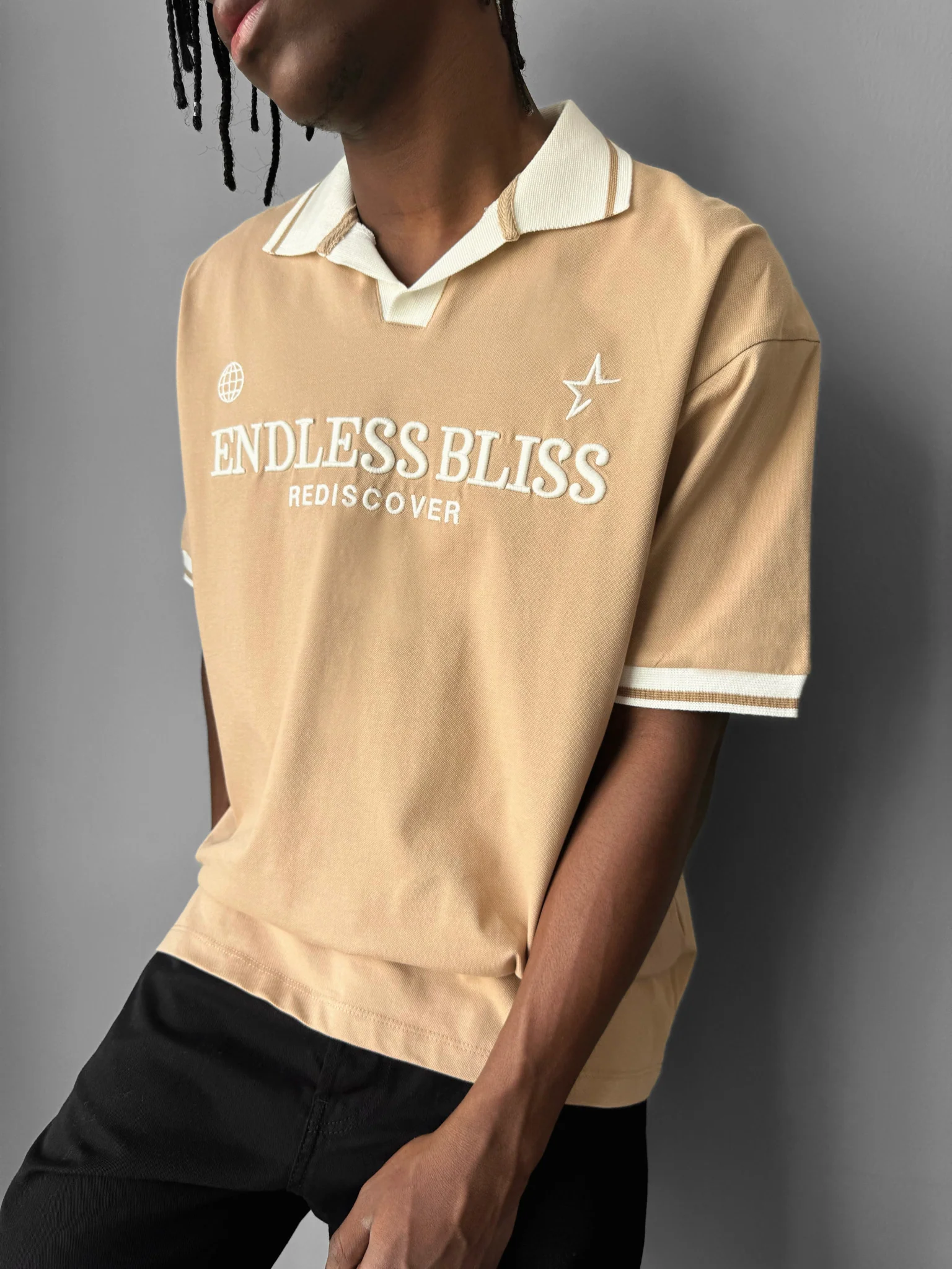 Loose Fit 'Endless Bliss' Polo T-Shirt - Brown