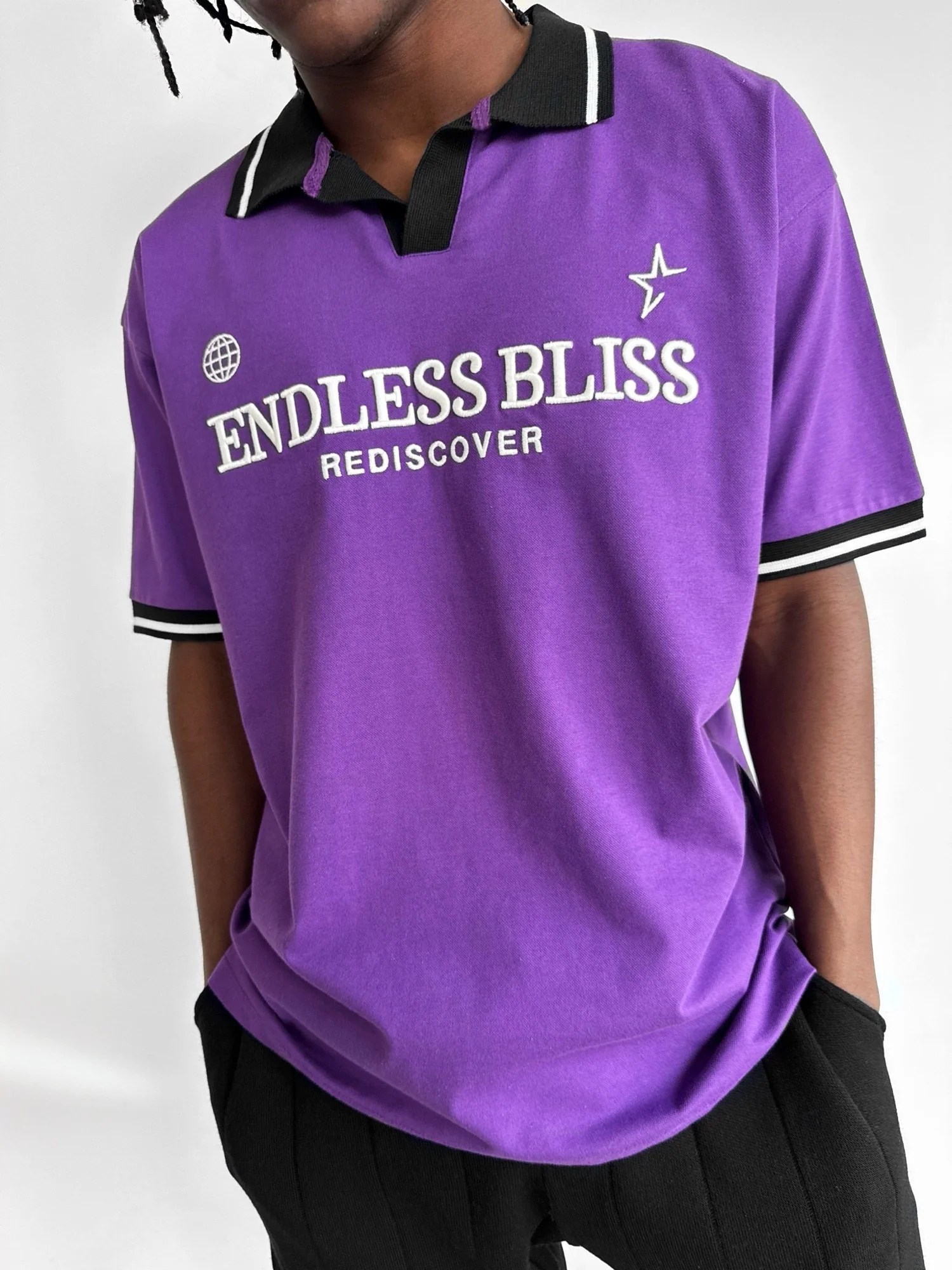 Loose Fit 'Endless Bliss' Polo T-Shirt - Lila