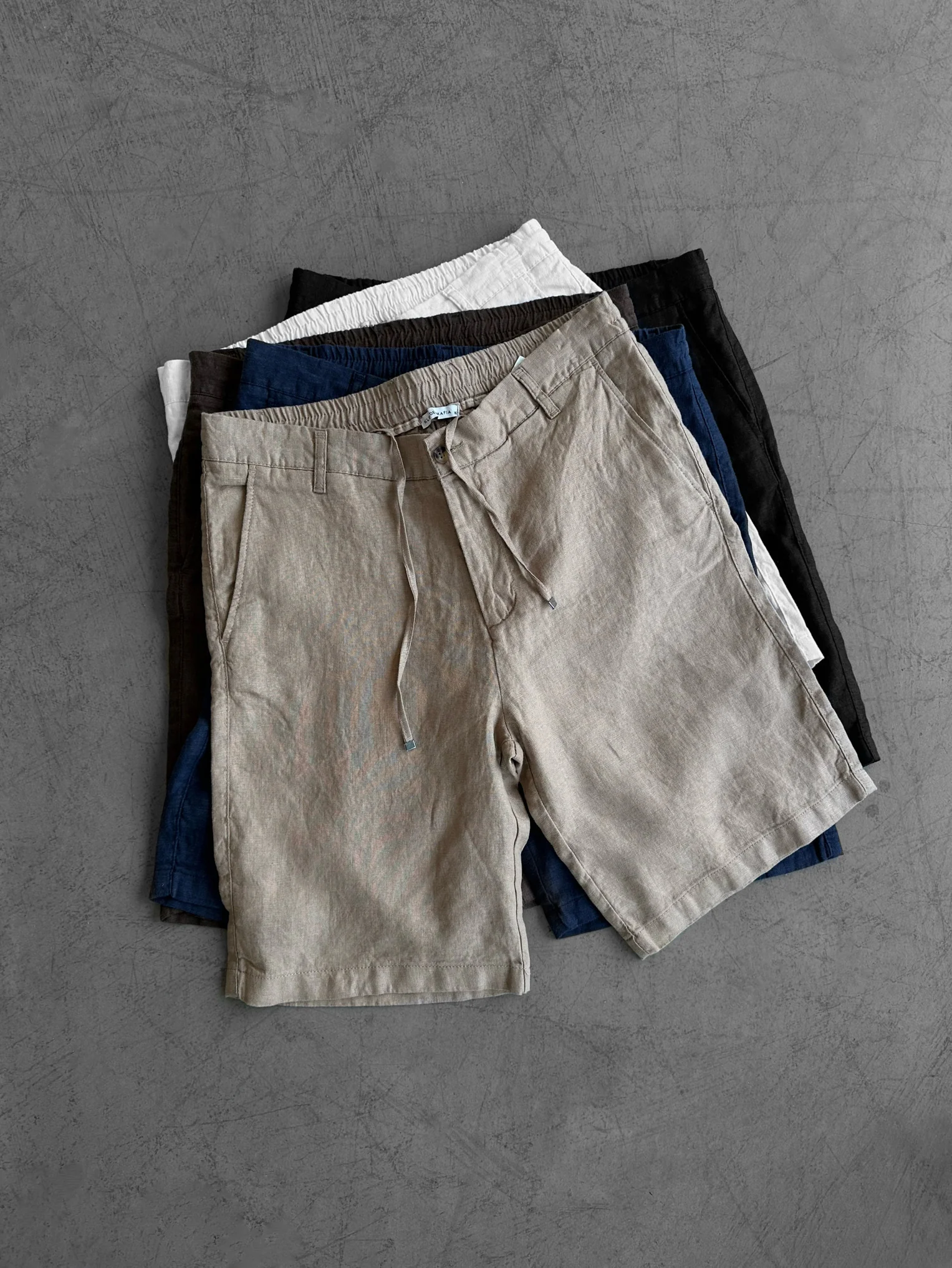 Loose Fit Linen Shorts - Beige - Image 2