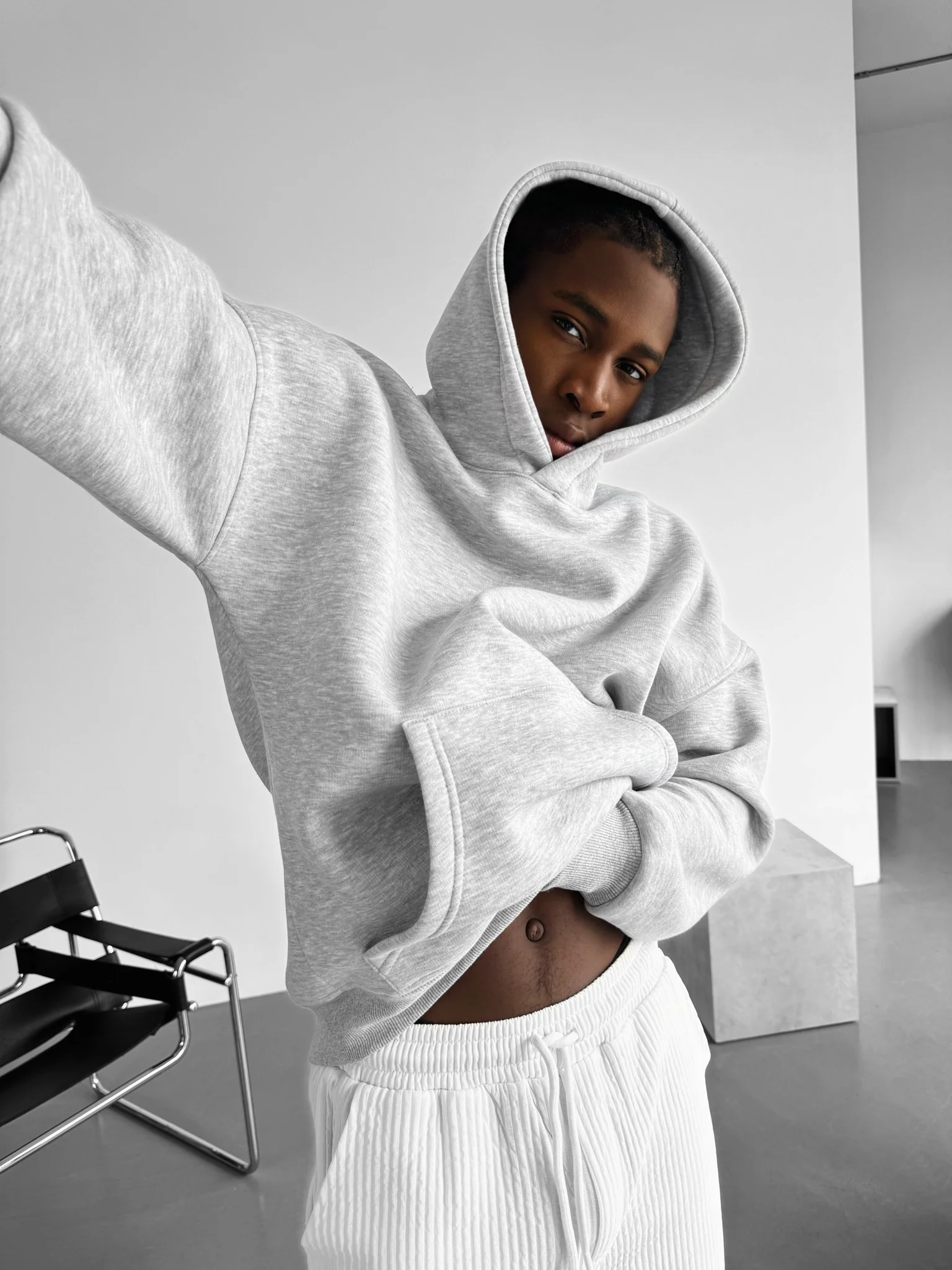 Oversize Basic Hoodie - Grey Melange