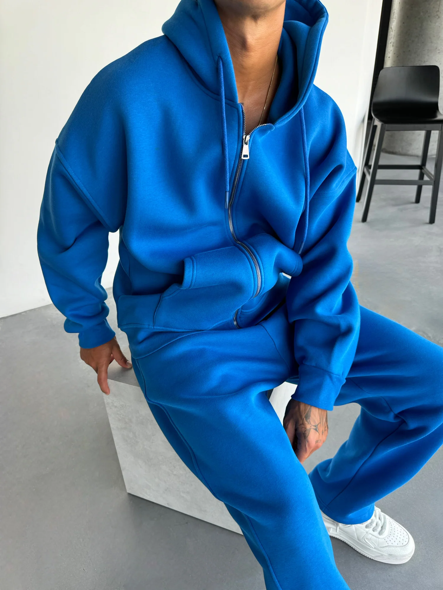 Oversize Basic Zipper Hoodie - Surf The Web - Image 2