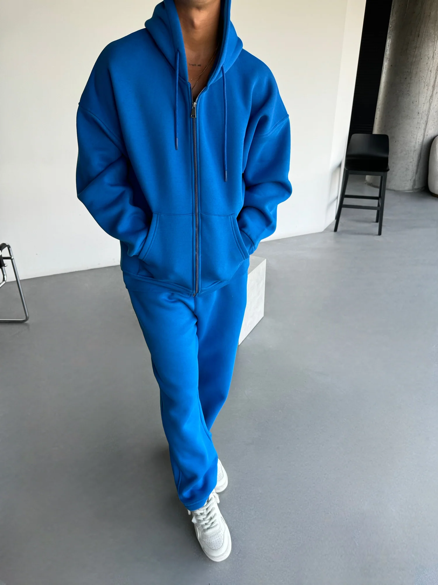 Oversize Basic Zipper Hoodie - Surf The Web - Image 4