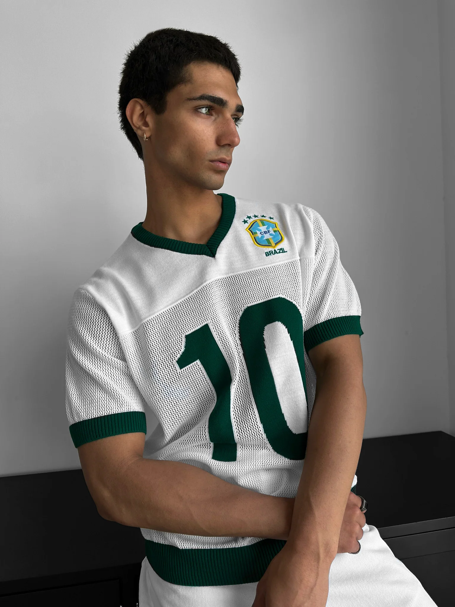 Oversize Brazil Knit T-shirt - White - Image 2