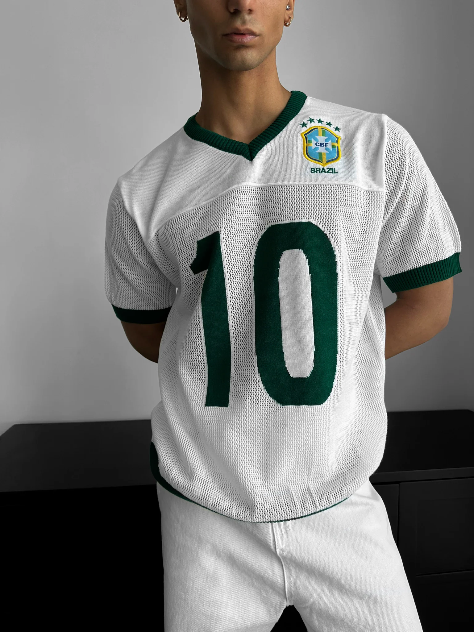 Oversize Brazil Knit T-shirt - White - Image 6