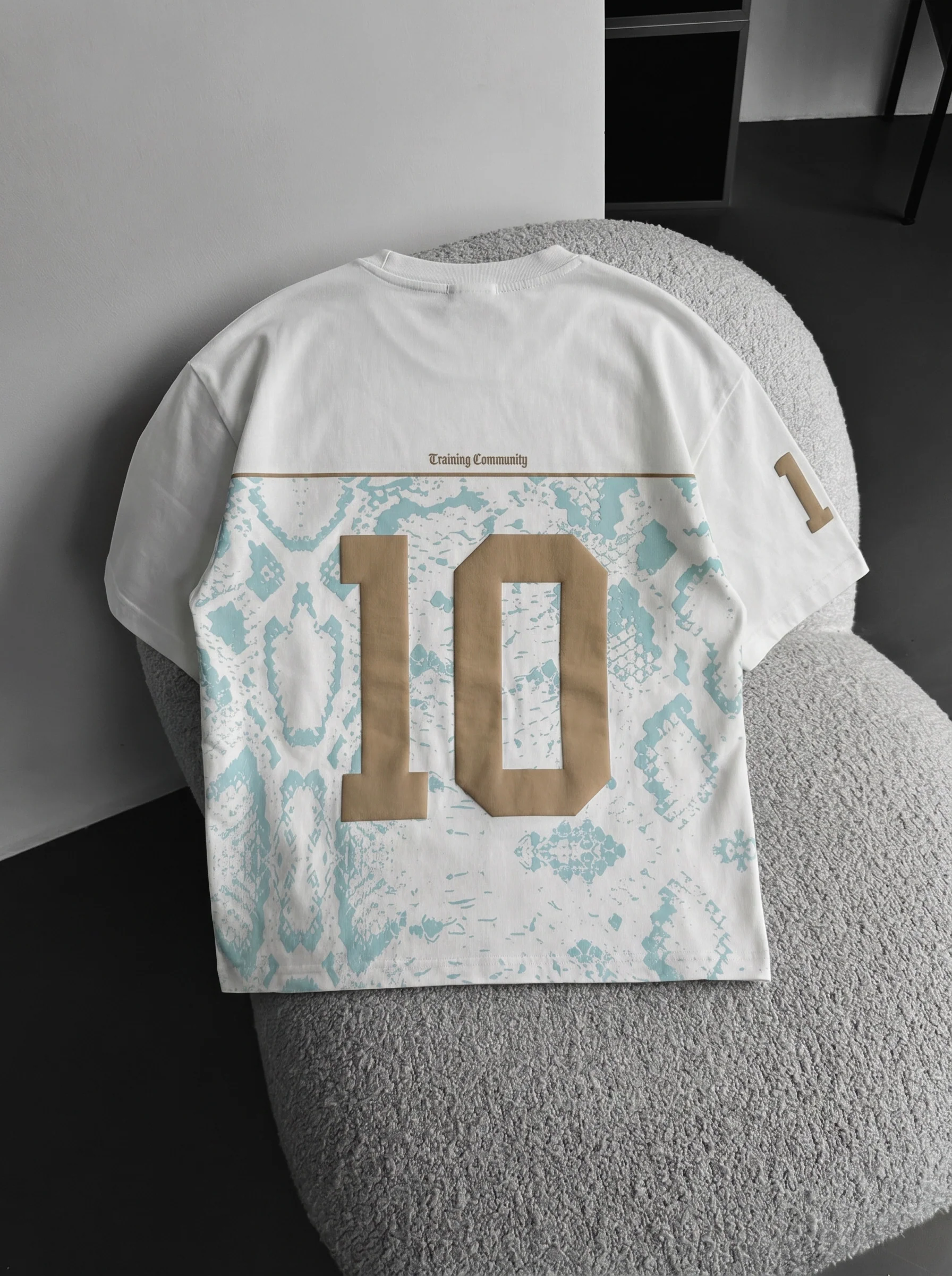 Oversize Brooklyn T-shirt - Ecru and Turquoise