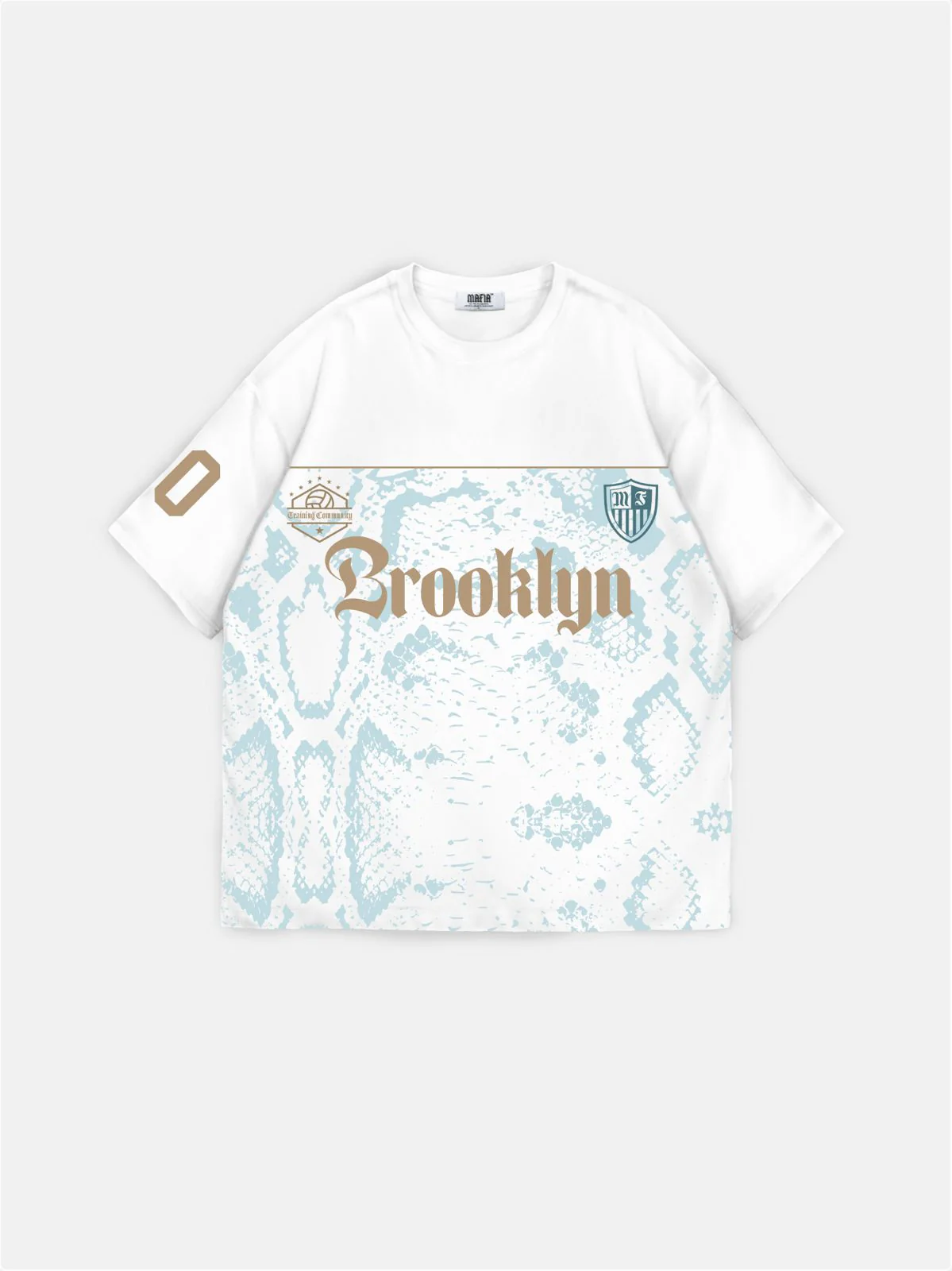 Oversize Brooklyn T-shirt - Ecru and Turquoise - Image 3
