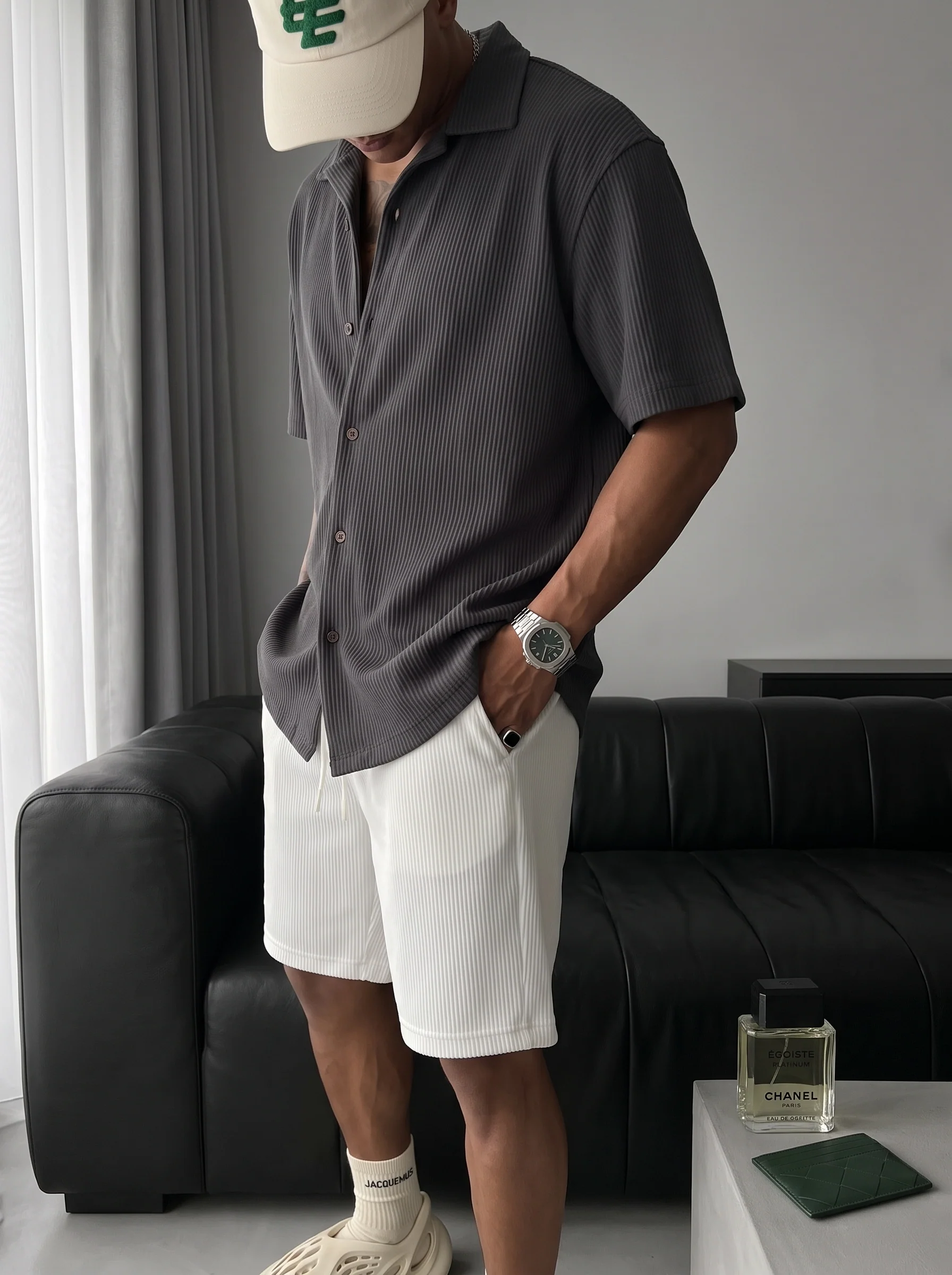 Oversize Cord Shirt - Anthracite - Image 2