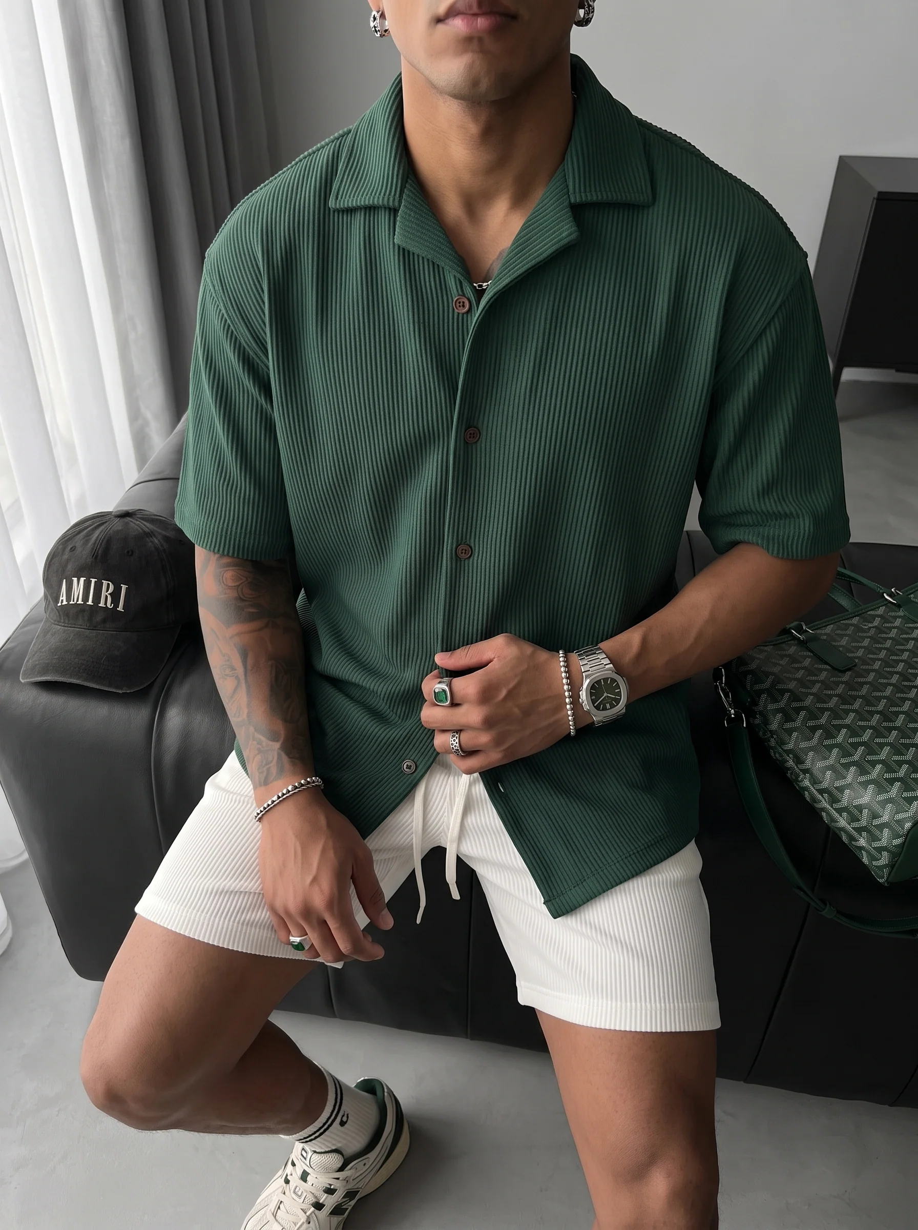 Oversize Cord Shirt - Green - Image 2