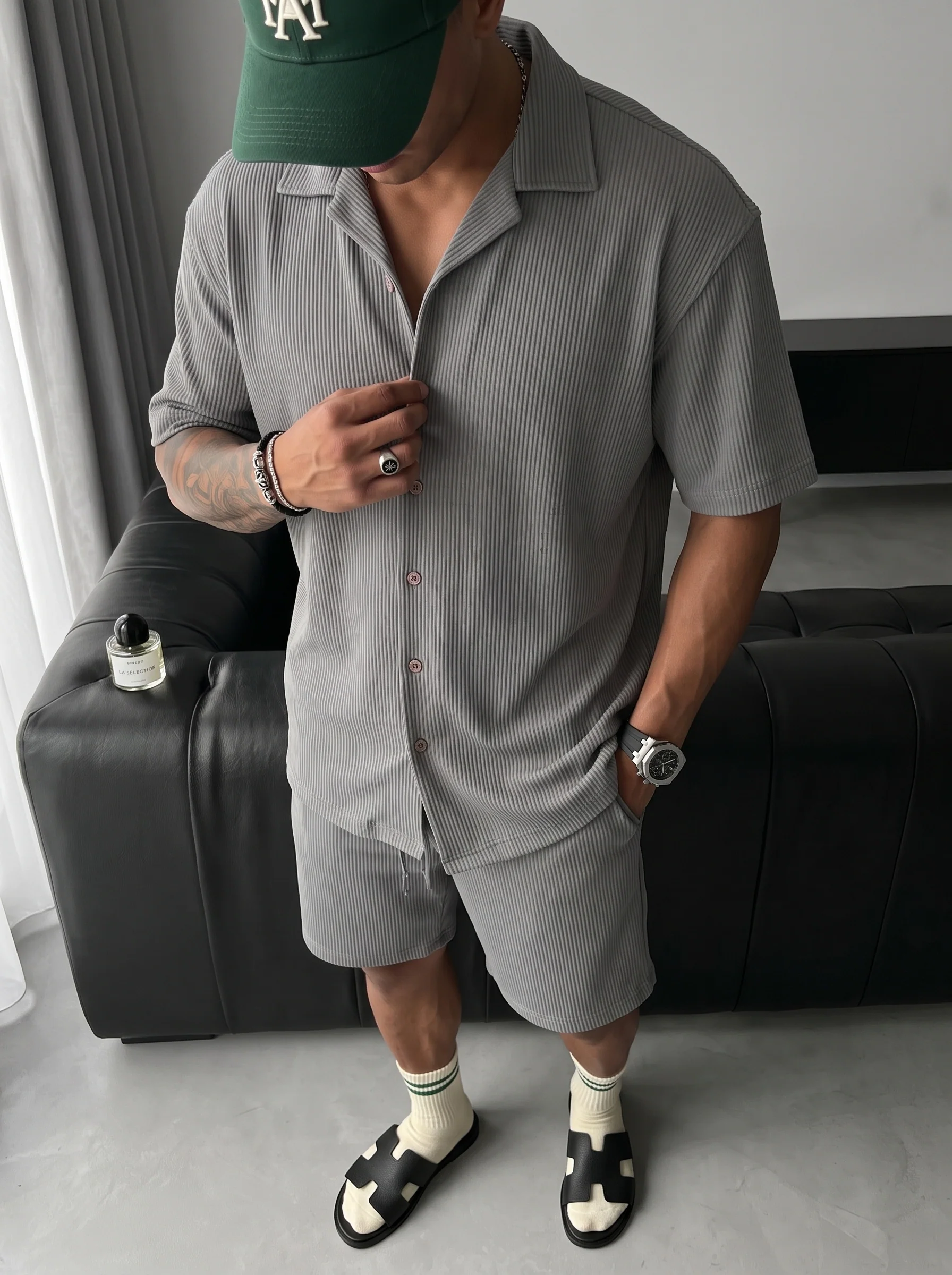 Oversize Cord Shirt - Grey