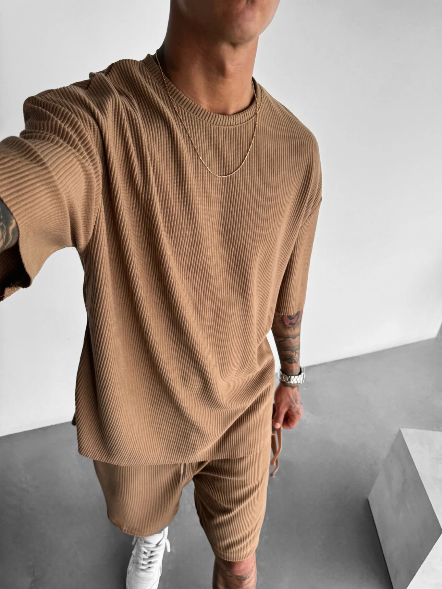 Oversize Cord Tee - Brown