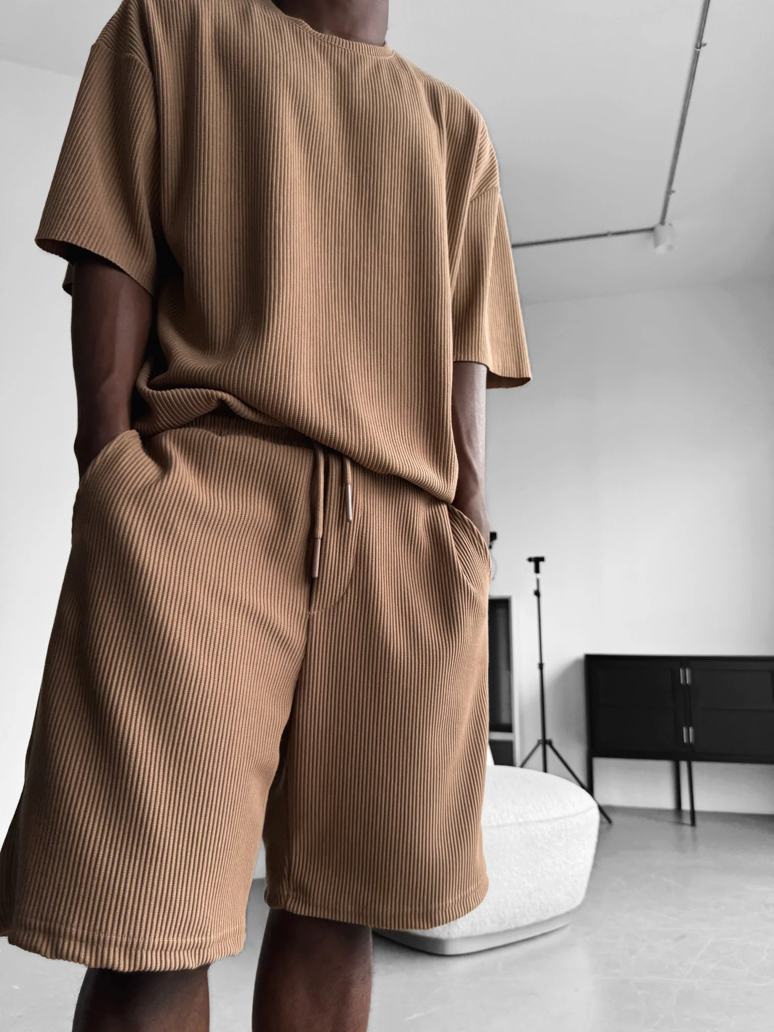 Oversize Cord Tee - Brown - Image 2