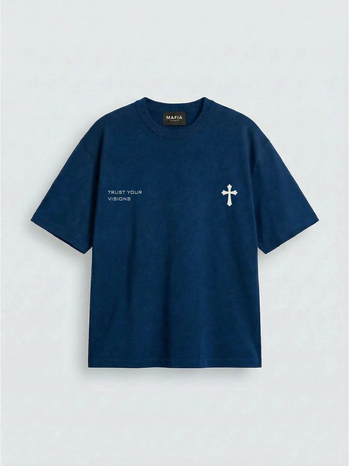 Oversize Cross T-shirt - Navy Blue - Image 2