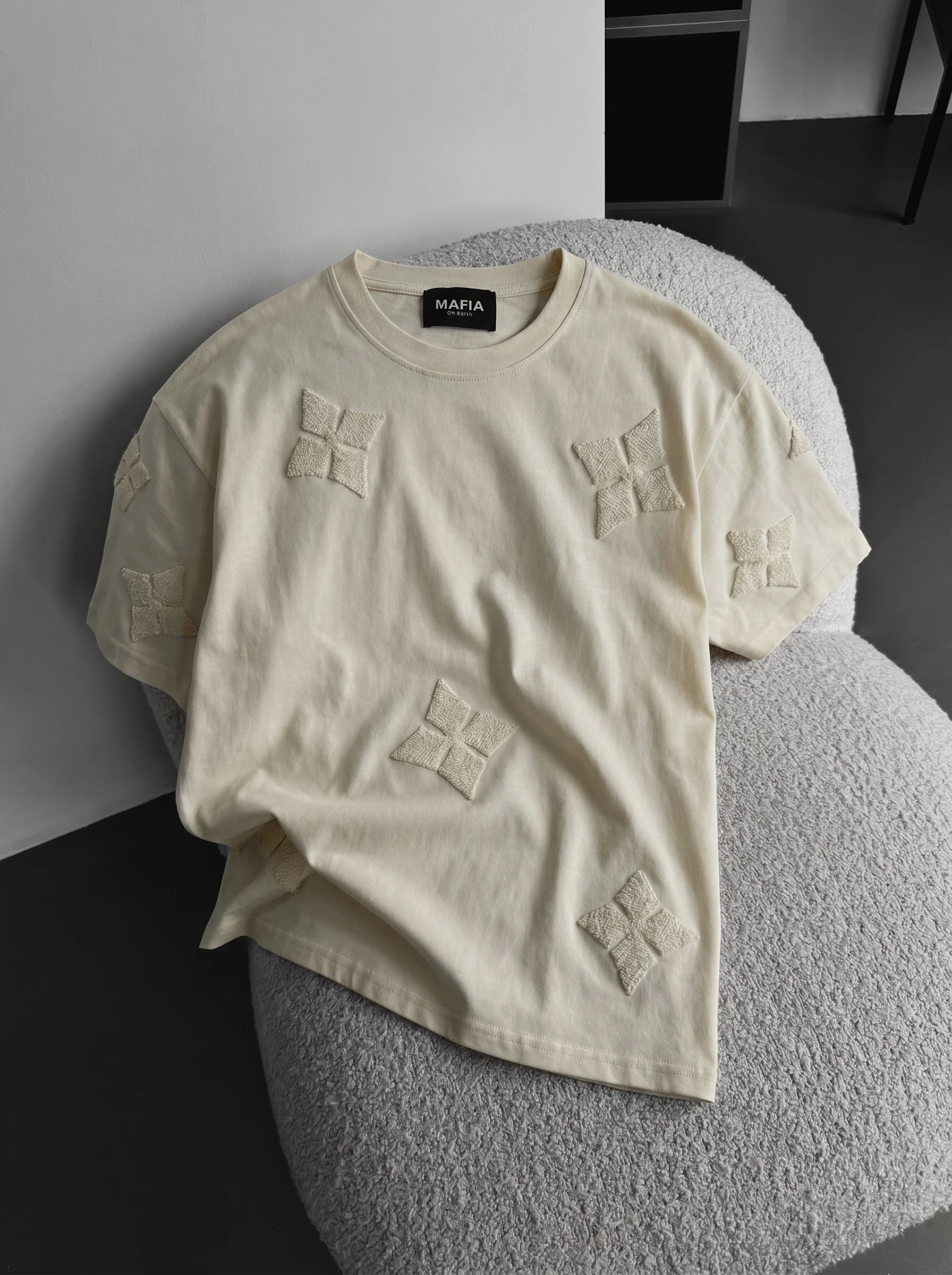Oversize Detailed T-Shirt - Antique White