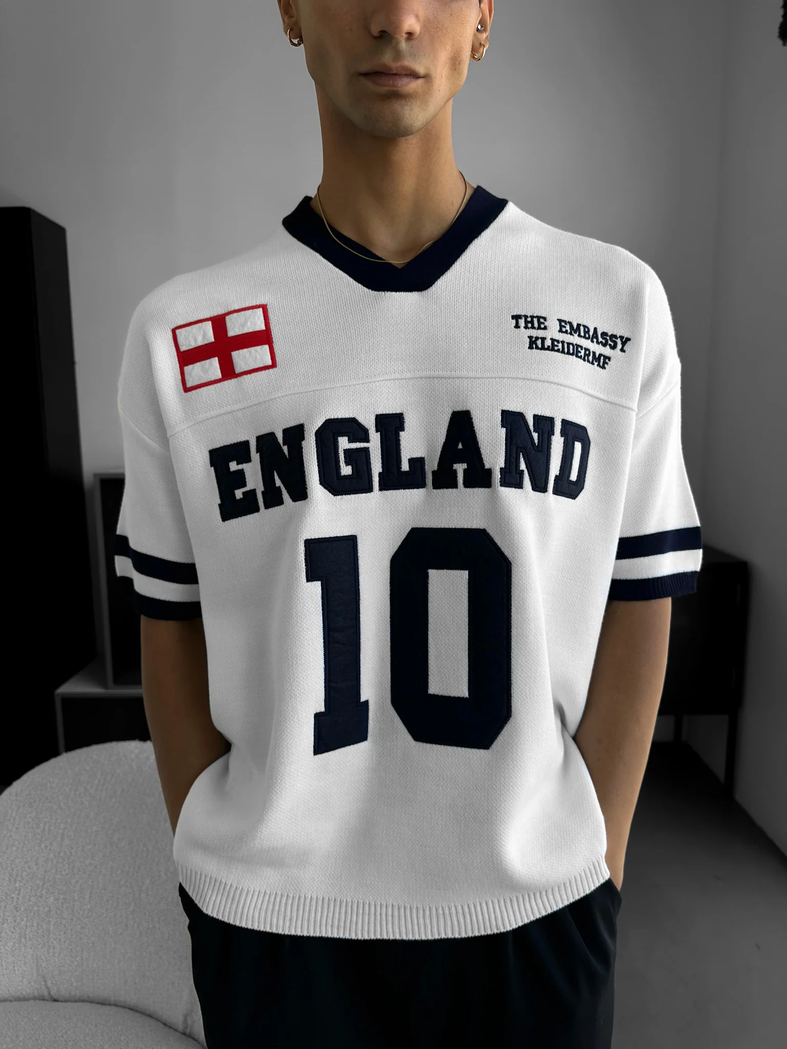 Oversize England Knit T-shirt - White - Image 2
