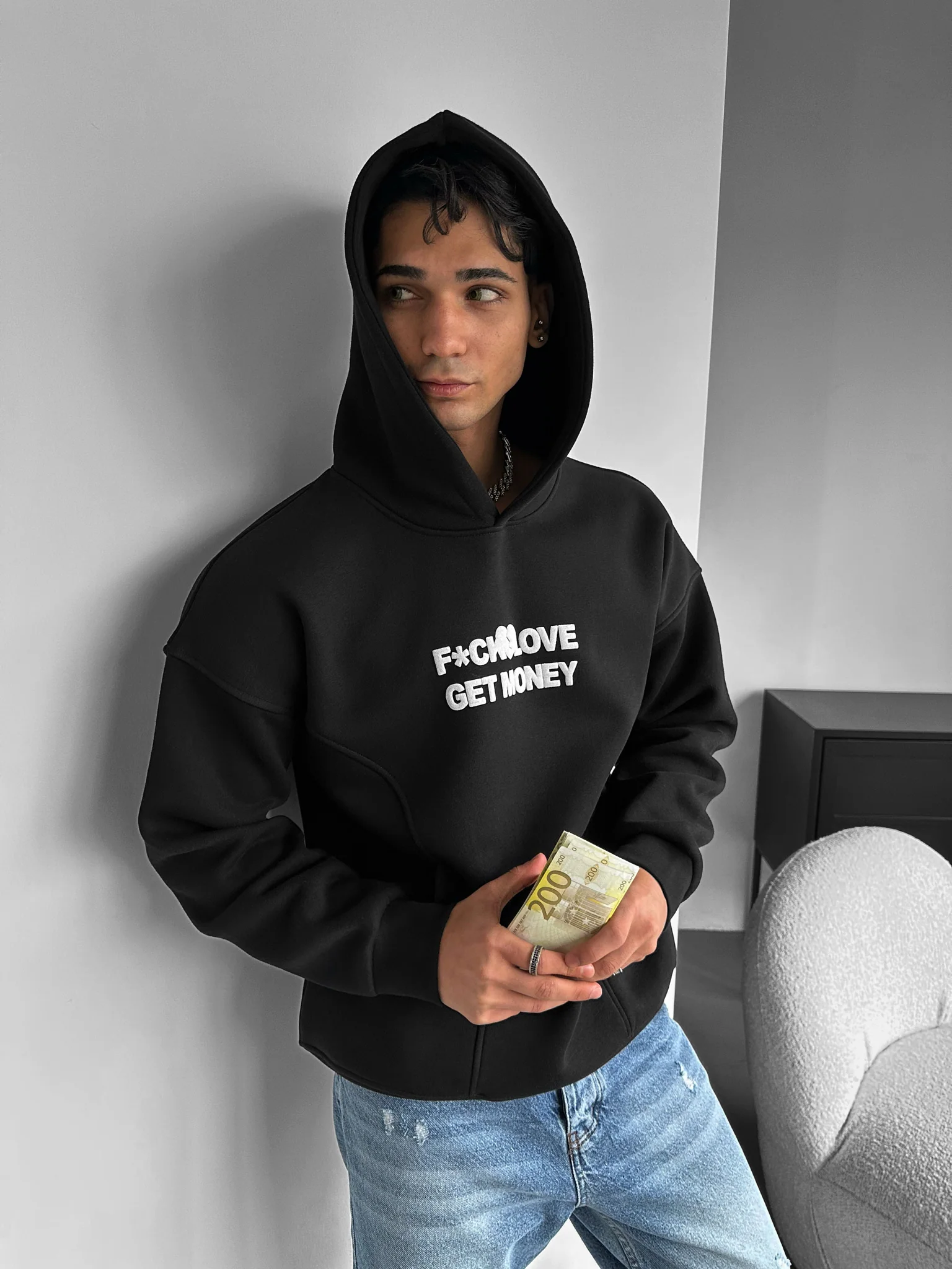 Oversize Get Money Hoodie - Black