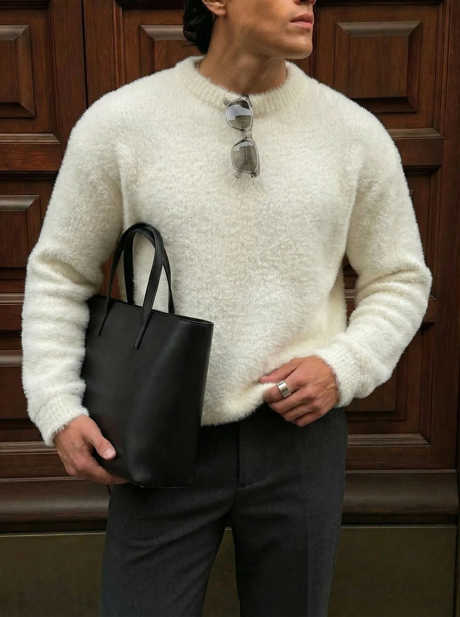 Oversize Hairy Rope Sweater - Bright Cream