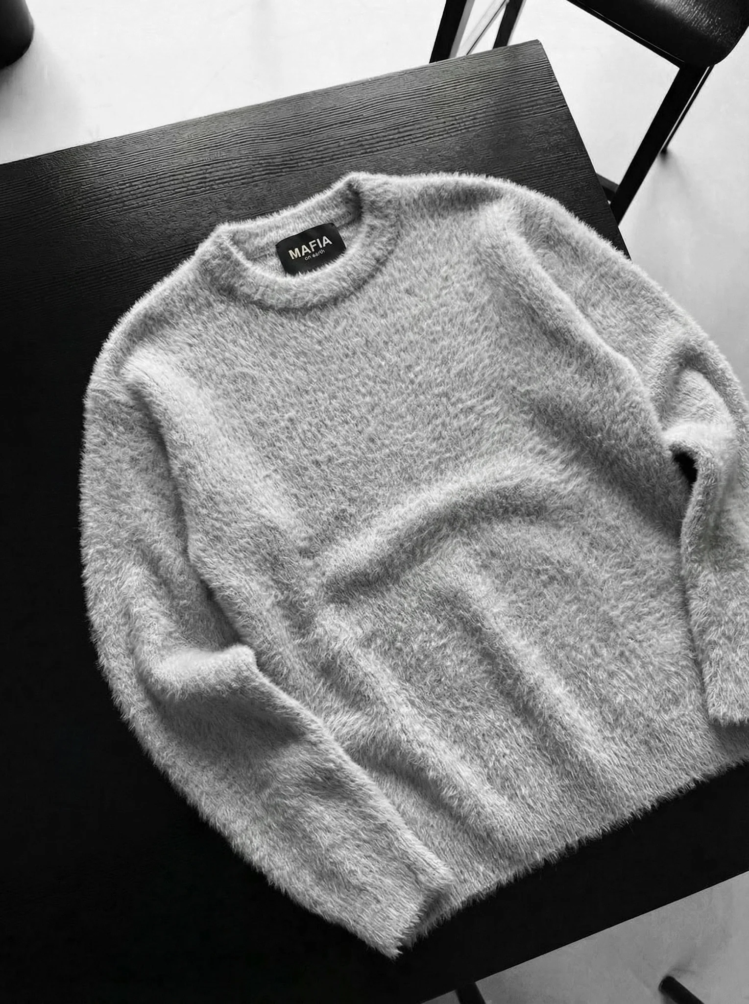 Oversize Hairy Rope Sweater - Grey