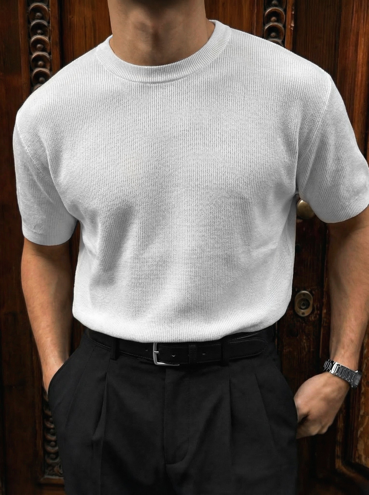 Oversize Knit T-Shirt - White