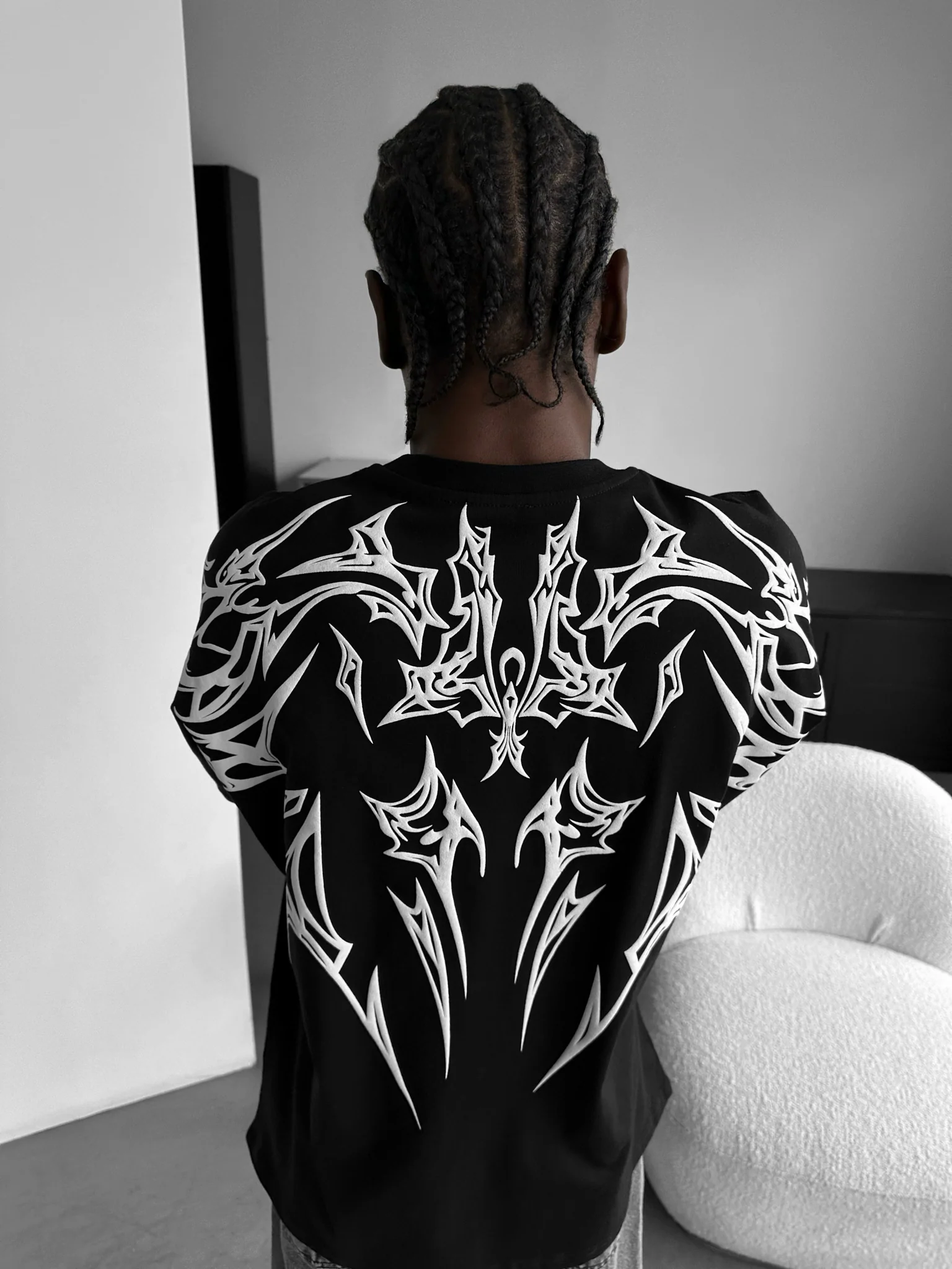 Oversize Mafia Tribal T-shirt - Black