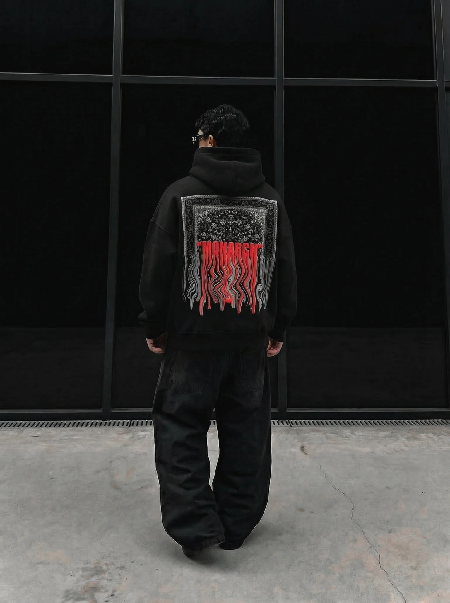 Oversize Monarch Hoodie - Black and Red