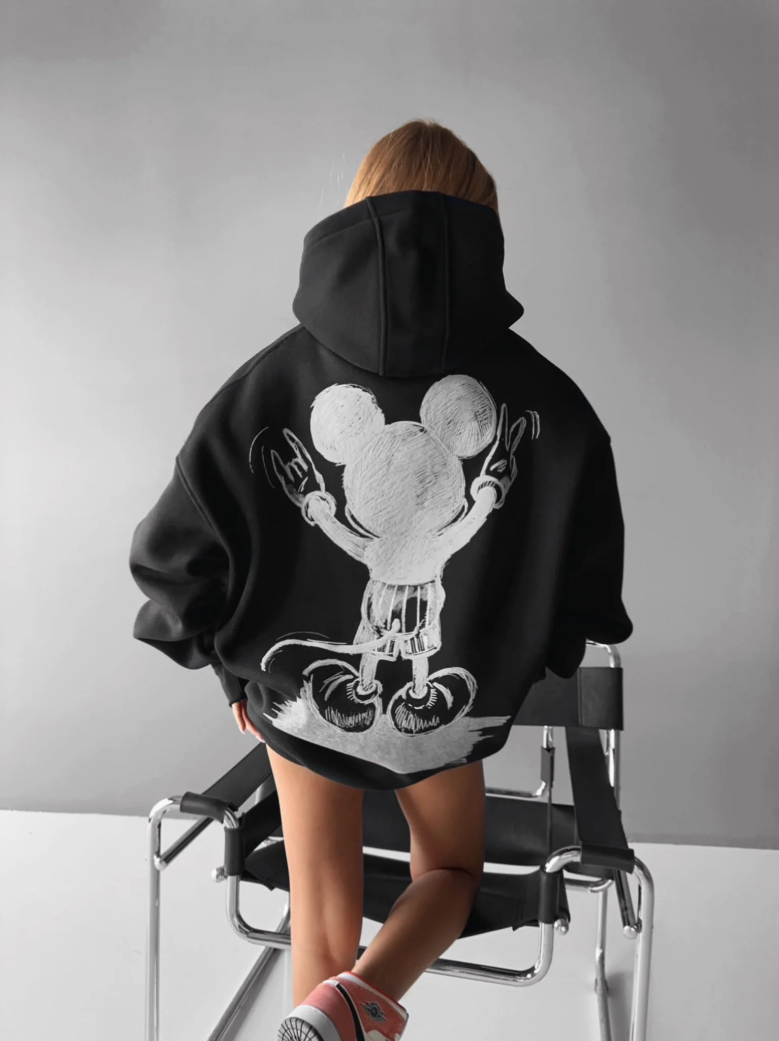 Oversize Mouse Hoodie - Black and White
