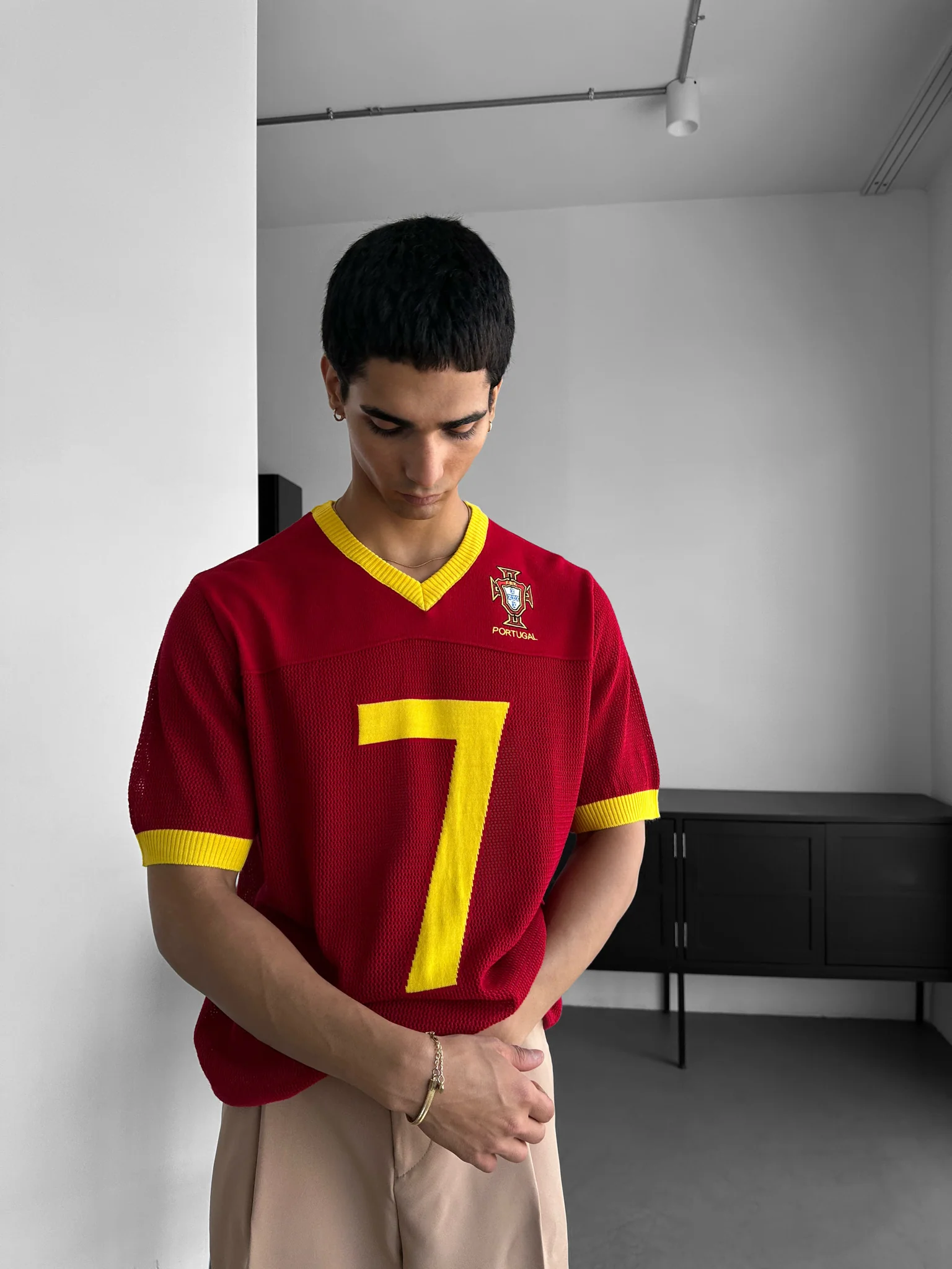 Oversize Portugal Knit T-shirt - Red - Image 3