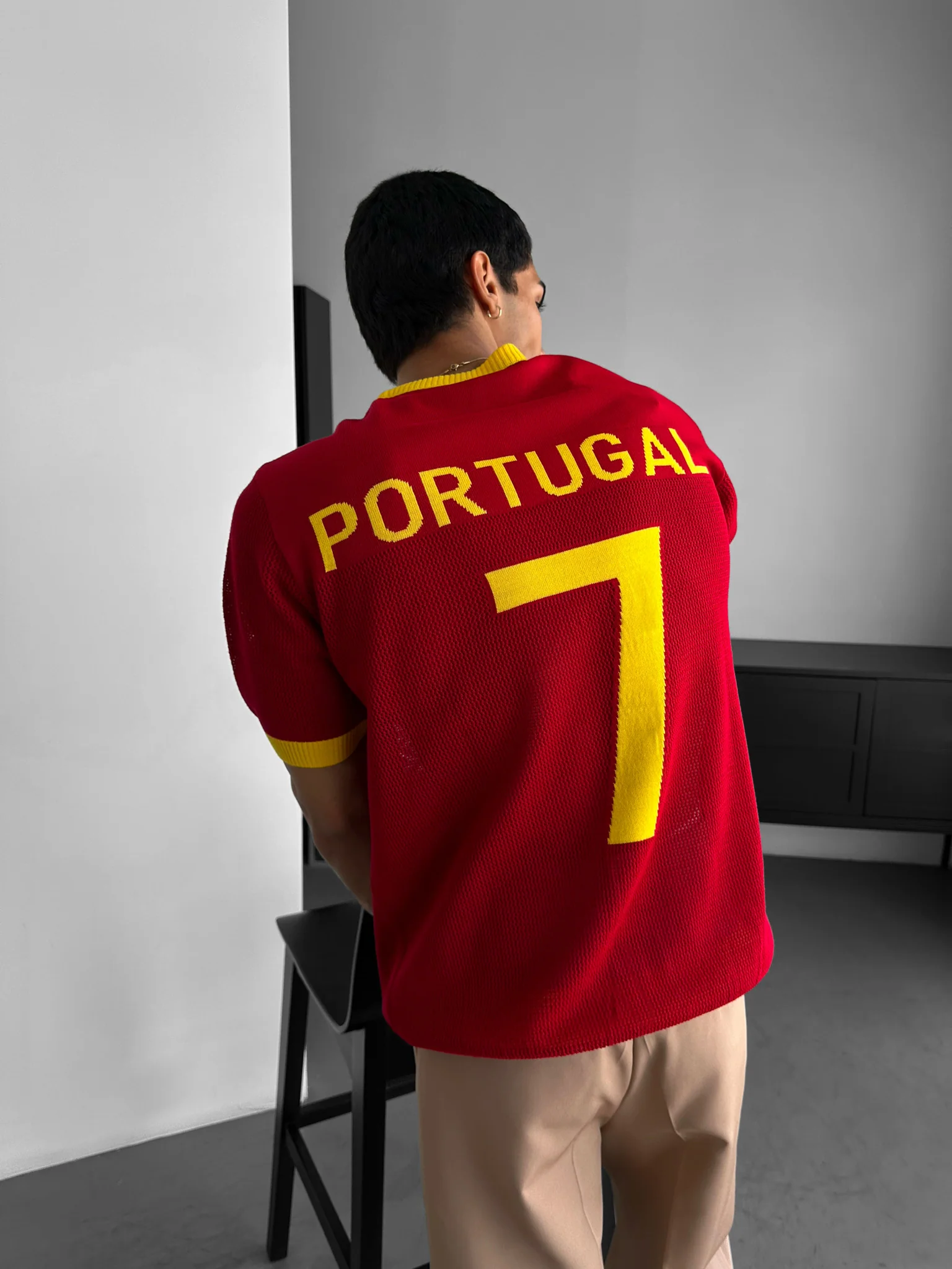 Oversize Portugal Knit T-shirt - Red - Image 4
