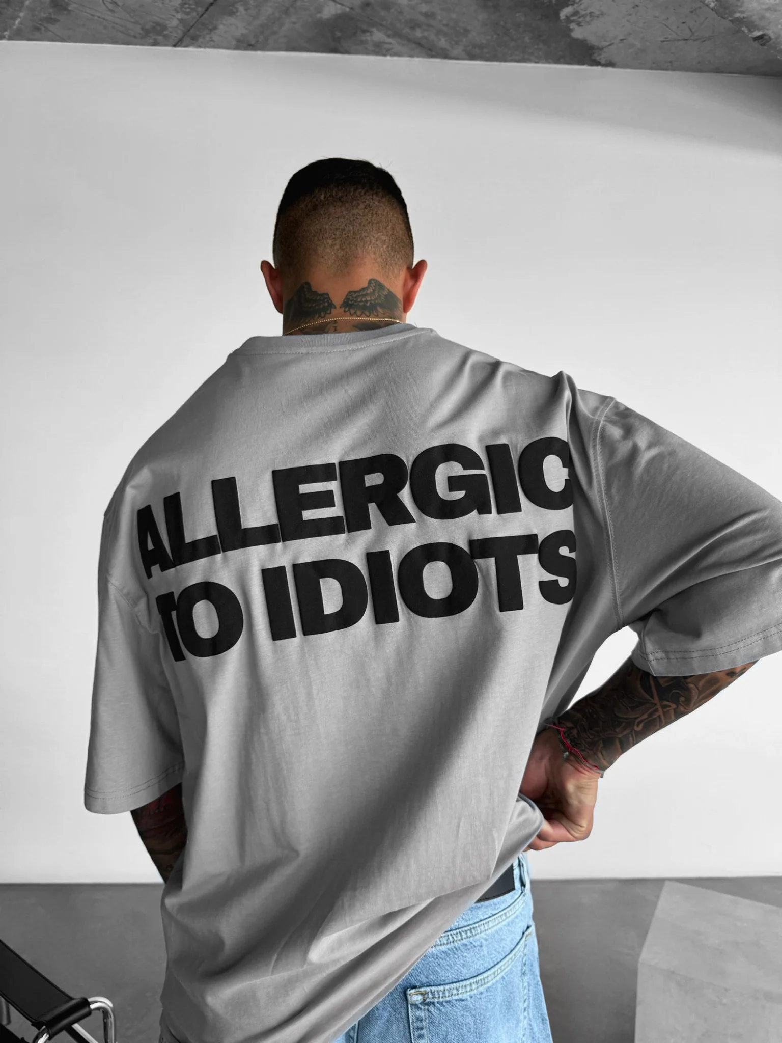 Oversize Statement T-shirt - Grey - Image 2