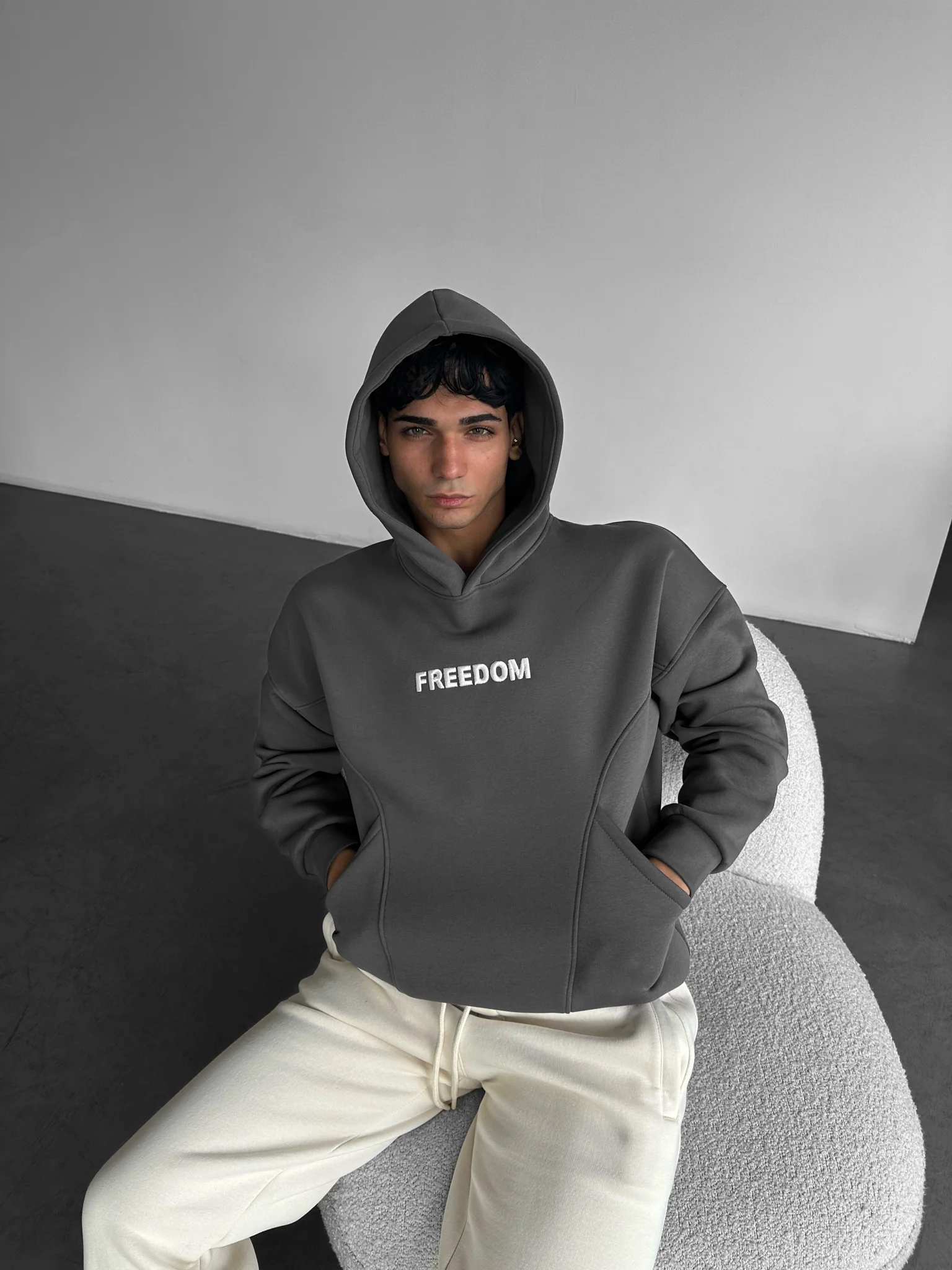 Oversize Stitches Hoodie - Anthracite