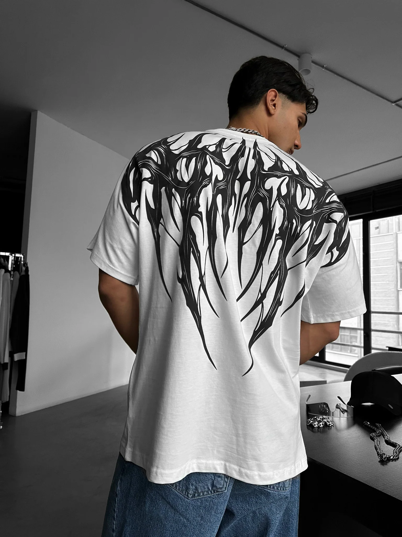 Oversize Tribal T-Shirt - Ecru