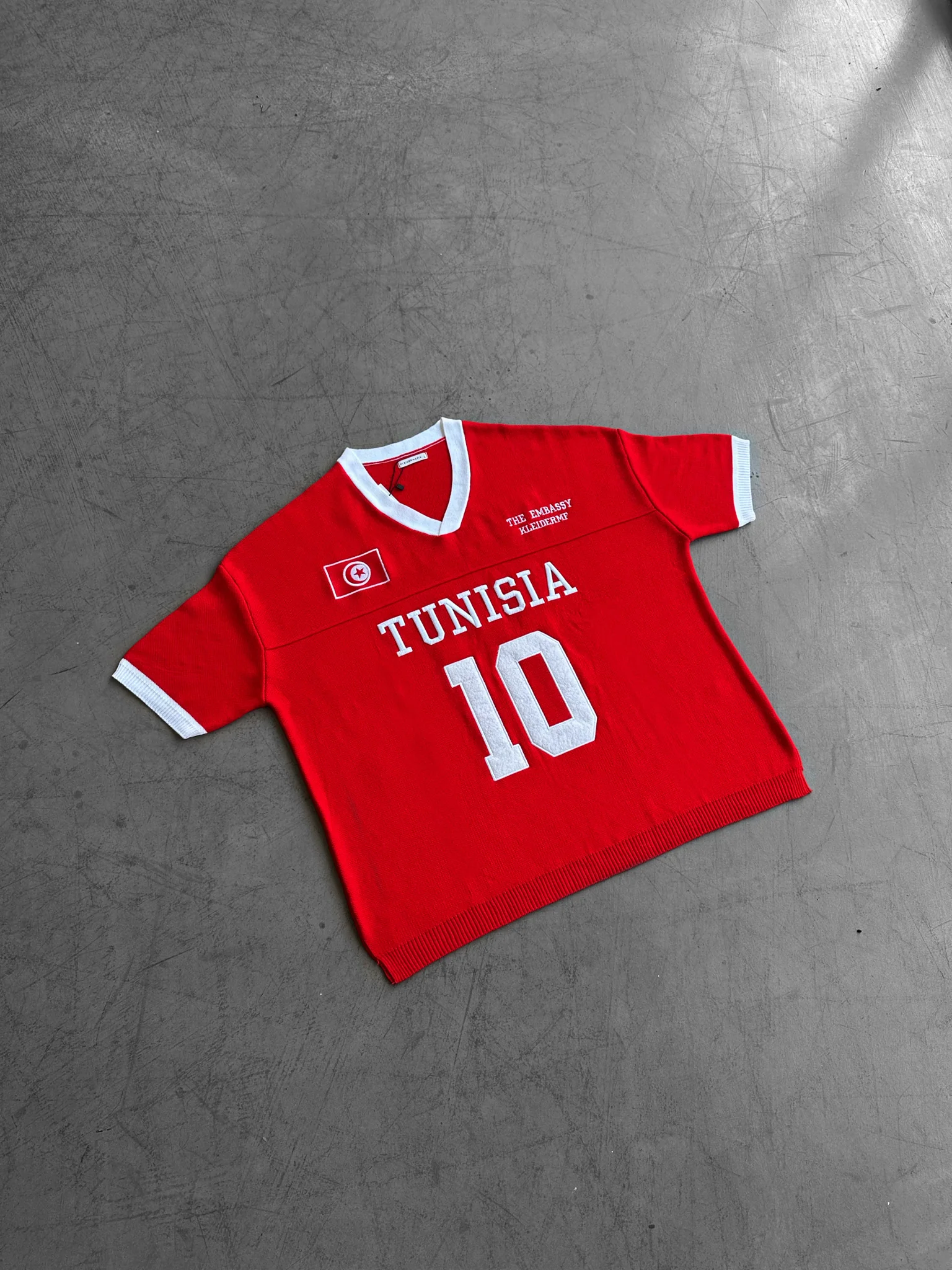 Oversize Tunisia Knit T-shirt - Red - Image 3