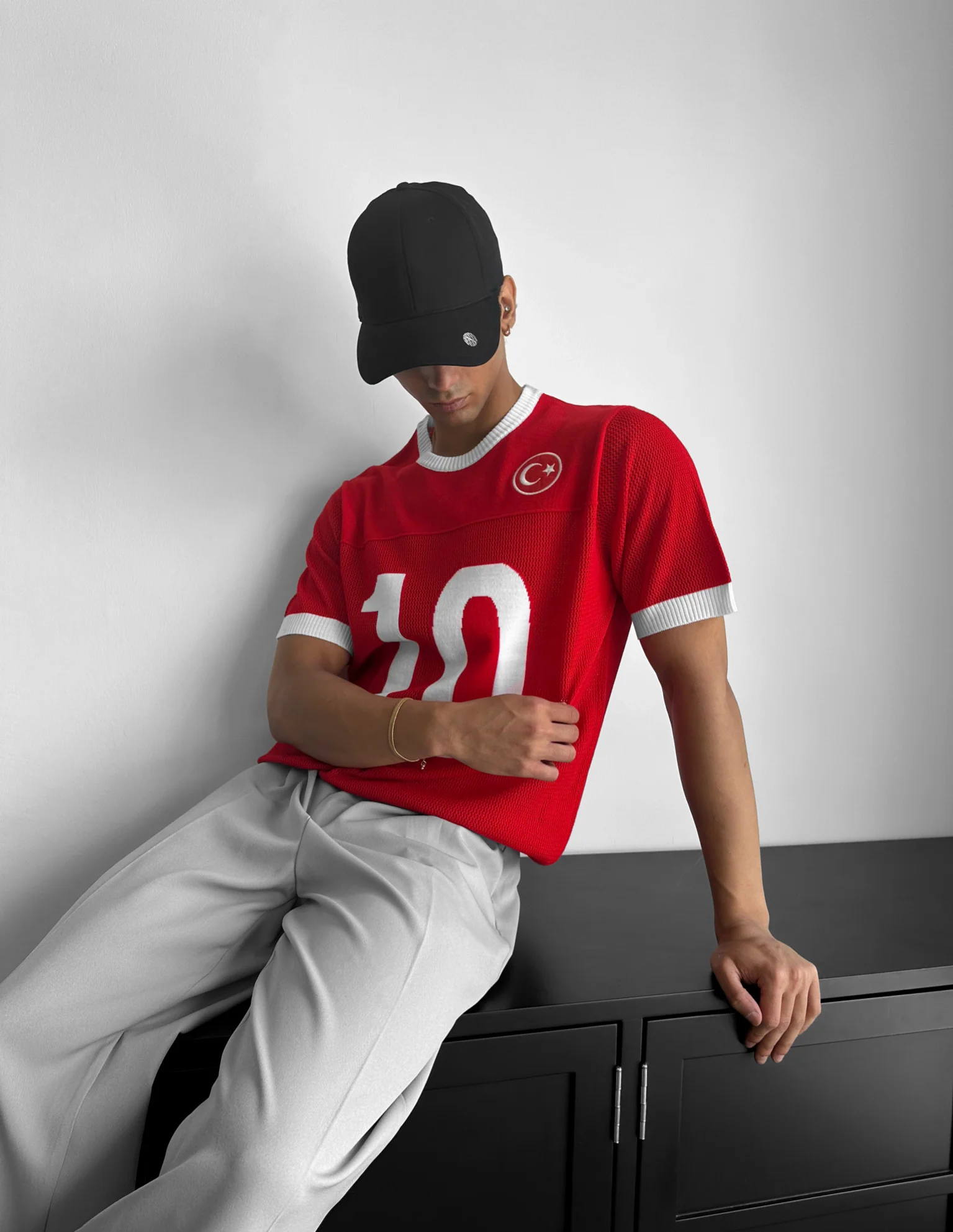 Oversize Türkiye Knit T-shirt - Red - Image 3