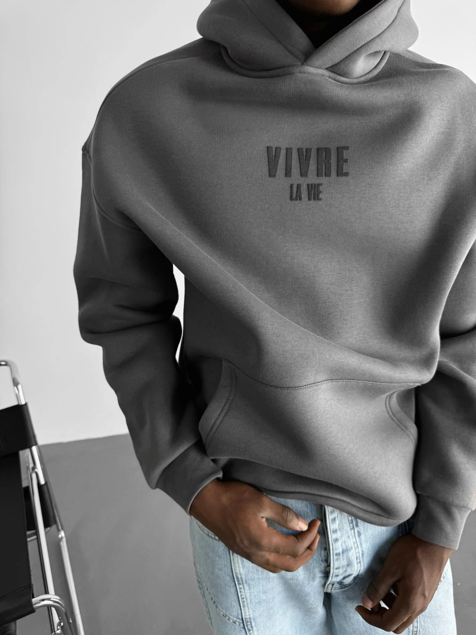 Oversize Vivre La Vie Hoodie - Lava Smoke - Image 2