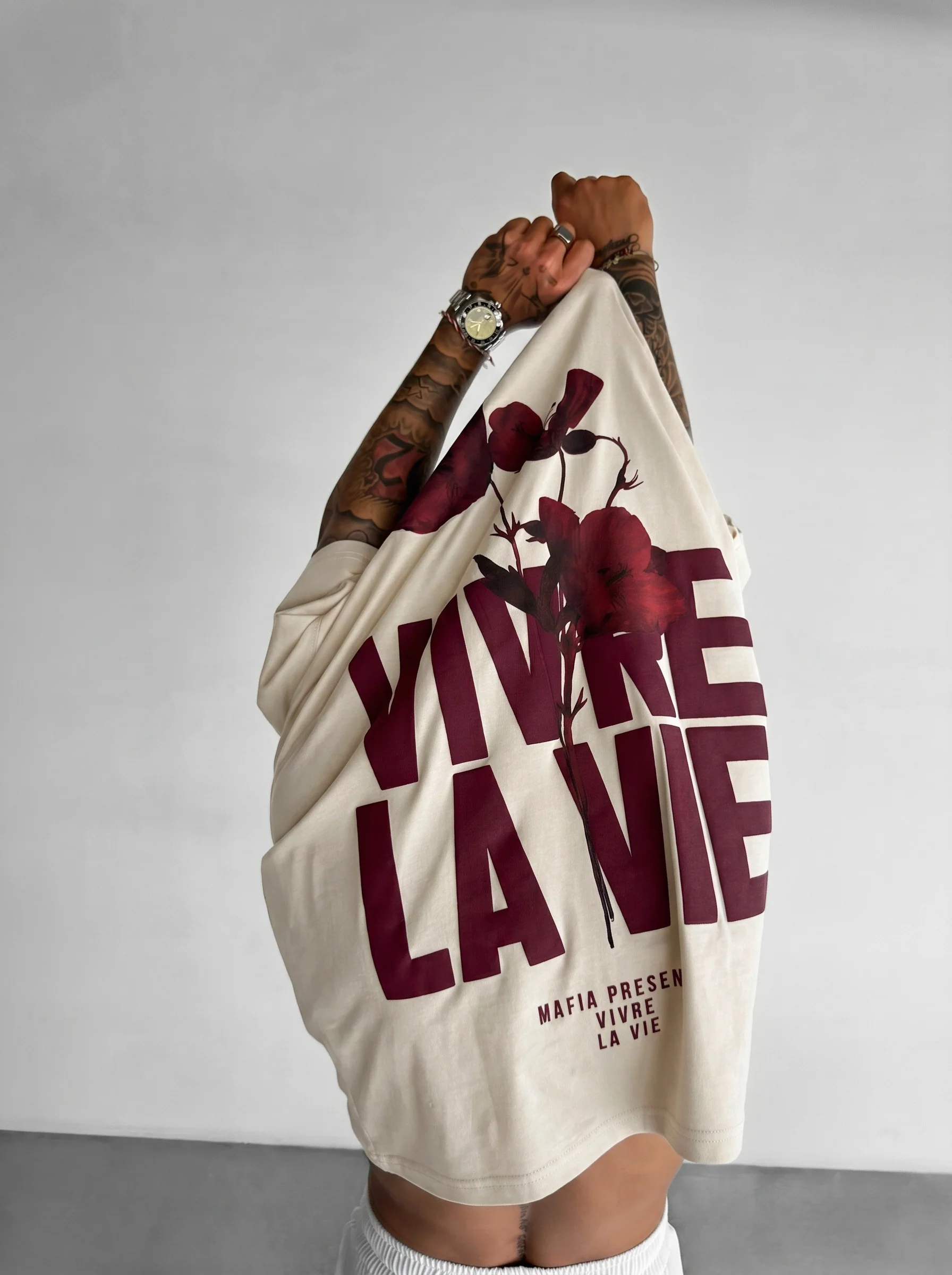 Oversize Vivre la Vie T-shirt - Beige