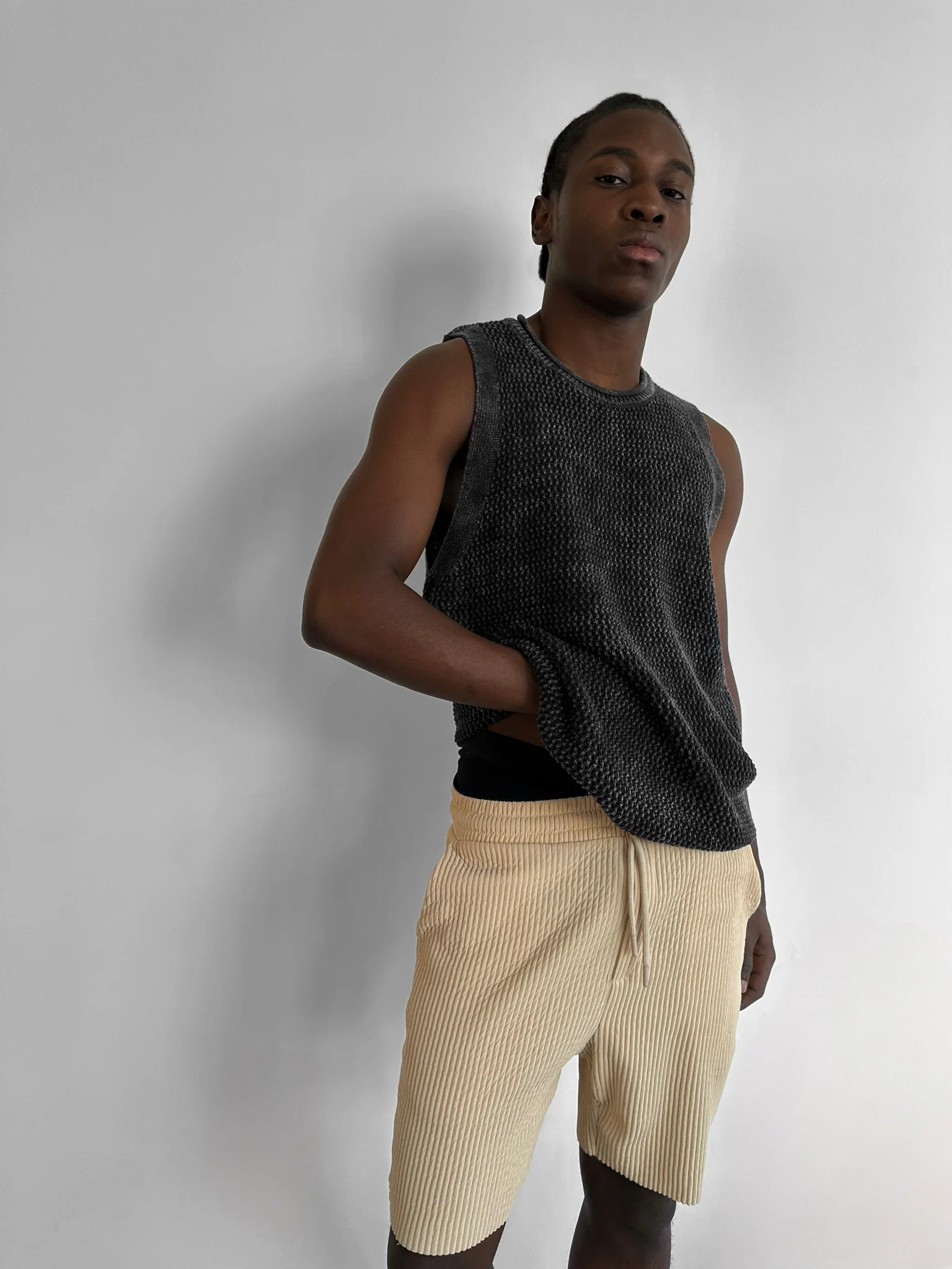Oversize Washed Knit Tanktop - Black