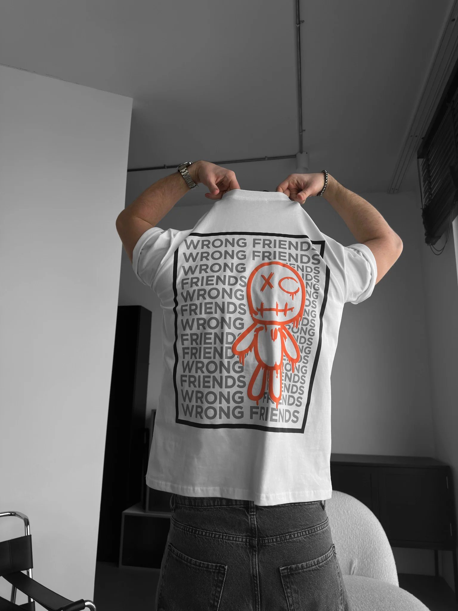 Oversize Wrong Friends T-shirt - Ecru