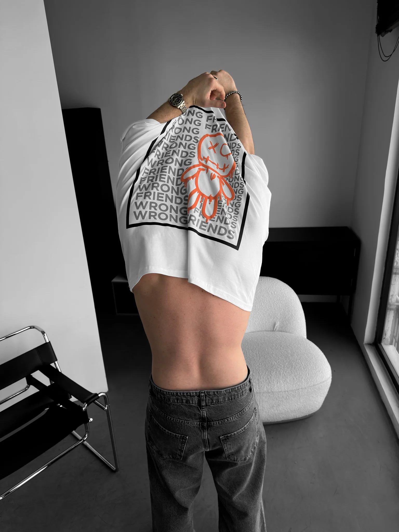 Oversize Wrong Friends T-shirt - Ecru - Image 2