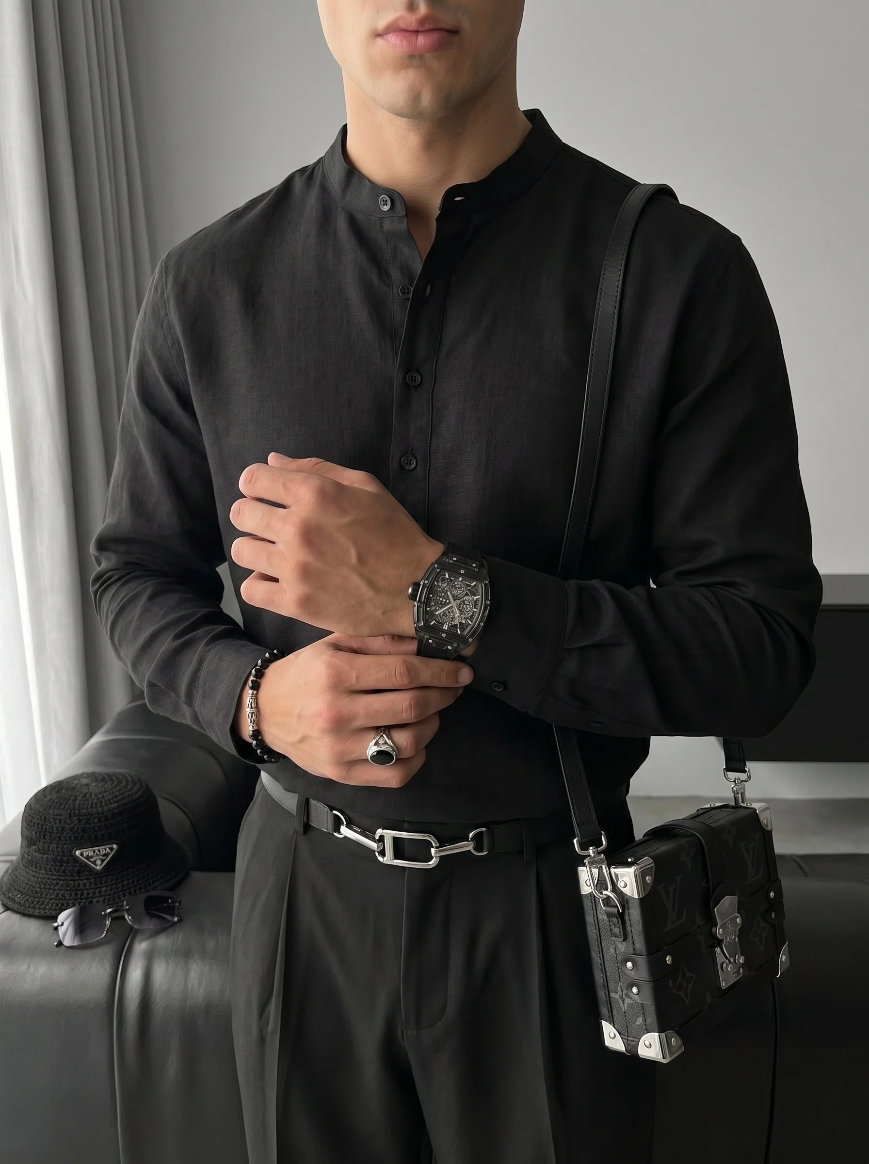 Regular Fit Cotton Shirt - Black - Image 2