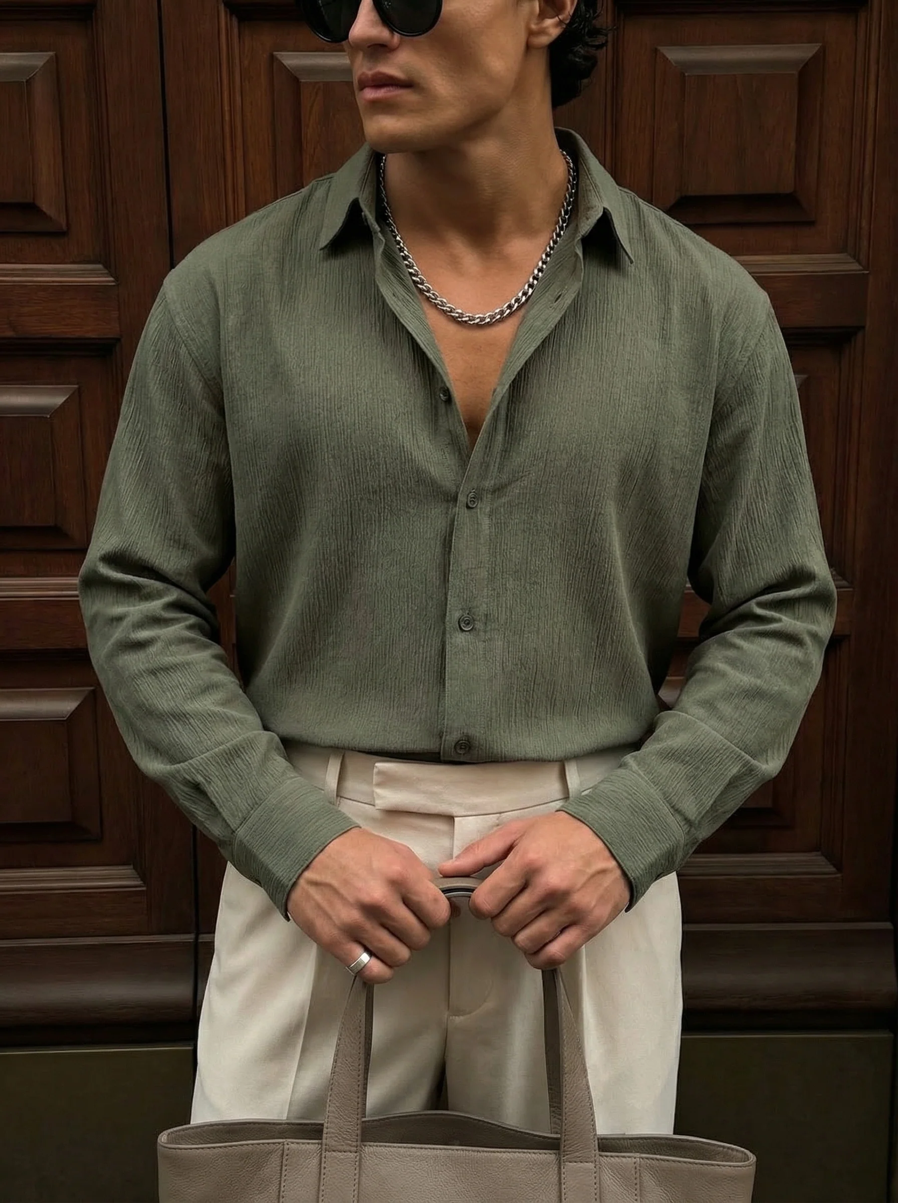 Regular Fit Cotton Shirt - Green