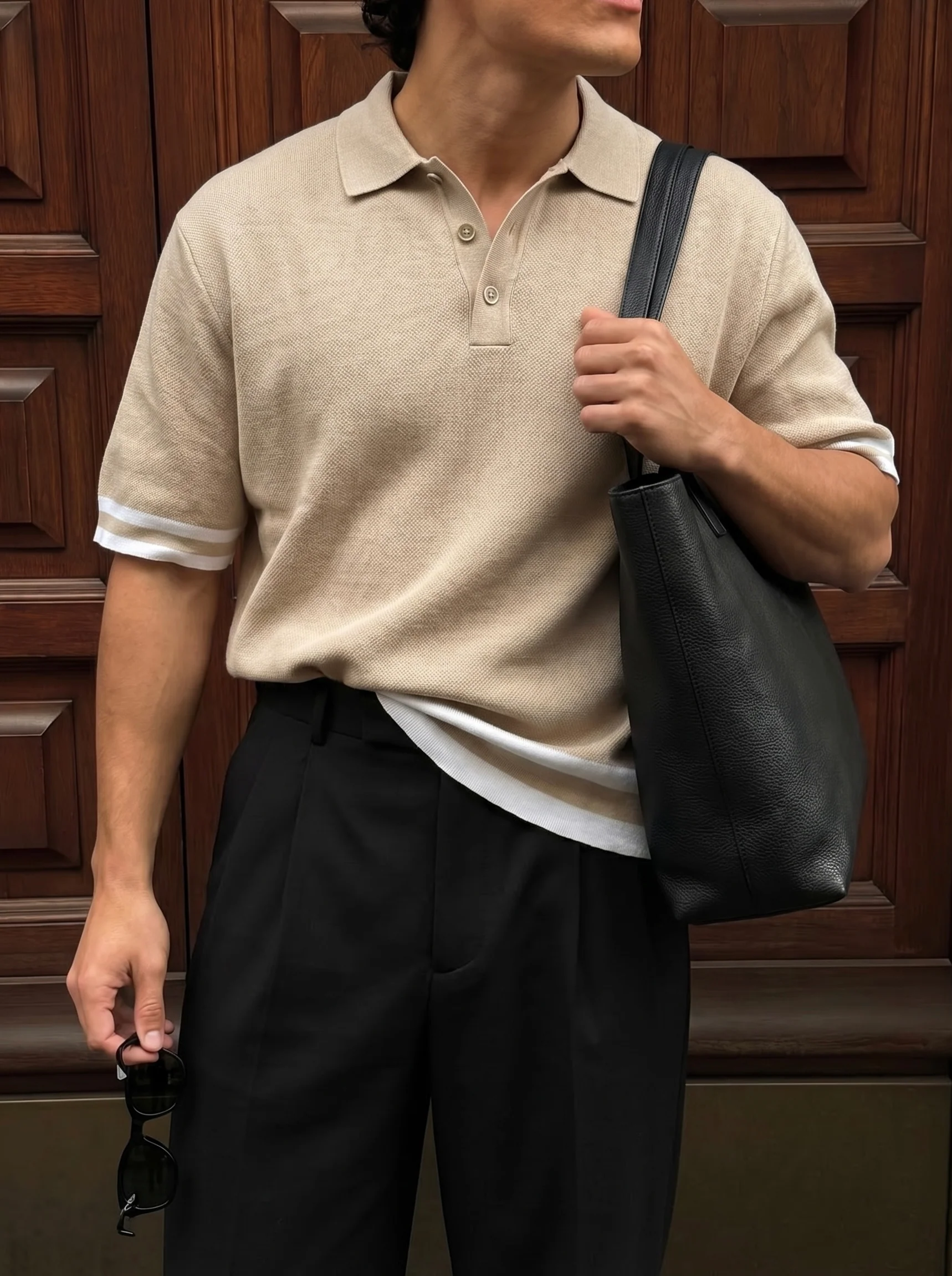 Regular Fit Knit T-shirt - Beige