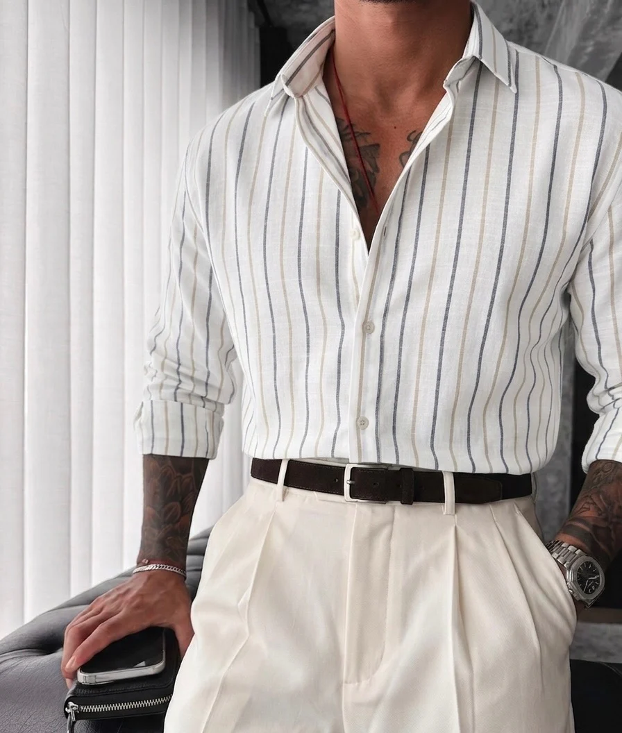 Regular Fit Striped Shirt - Navy Blue
