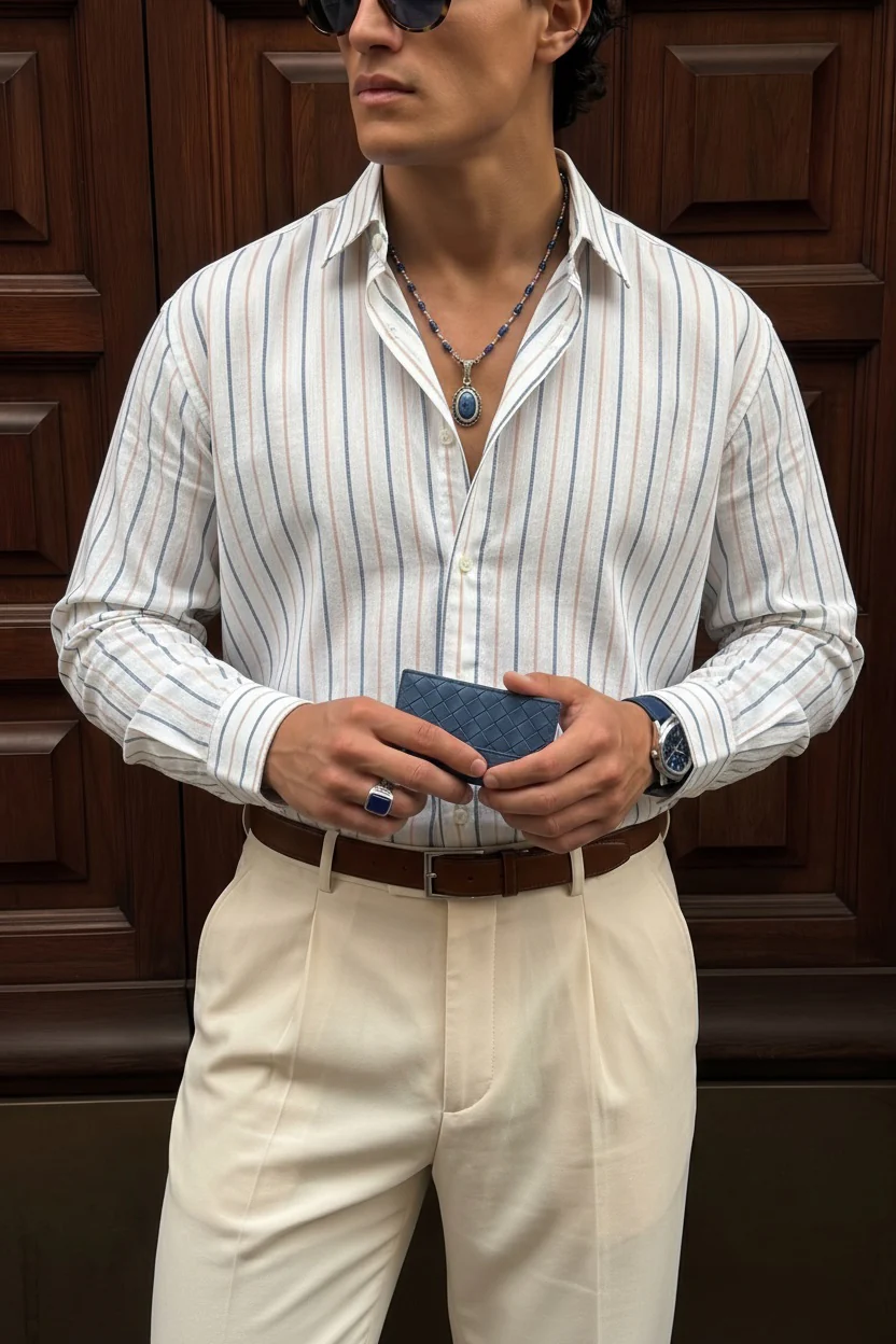 Regular Fit Striped Shirt - Orange