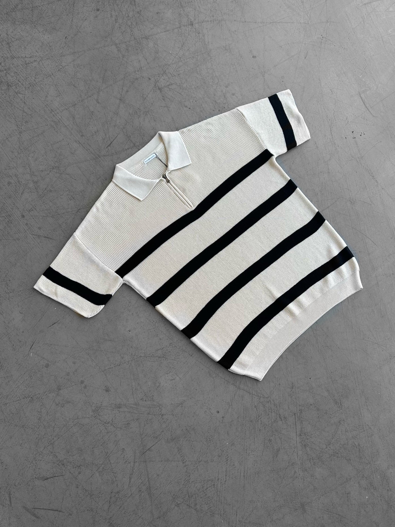 Regular Knit Zipper T-shirt - Cream - Image 3