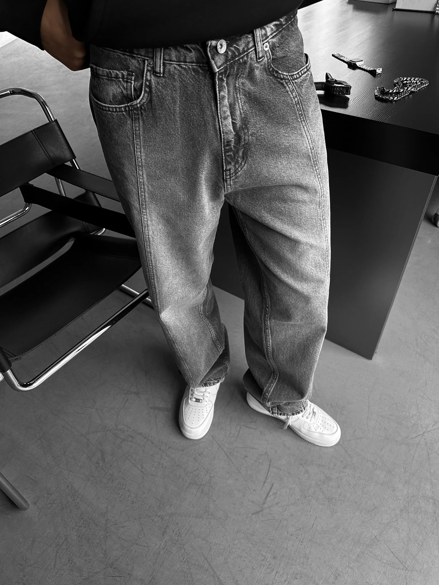 Relax Baggy Front Line Fit Jeans - Anthracite