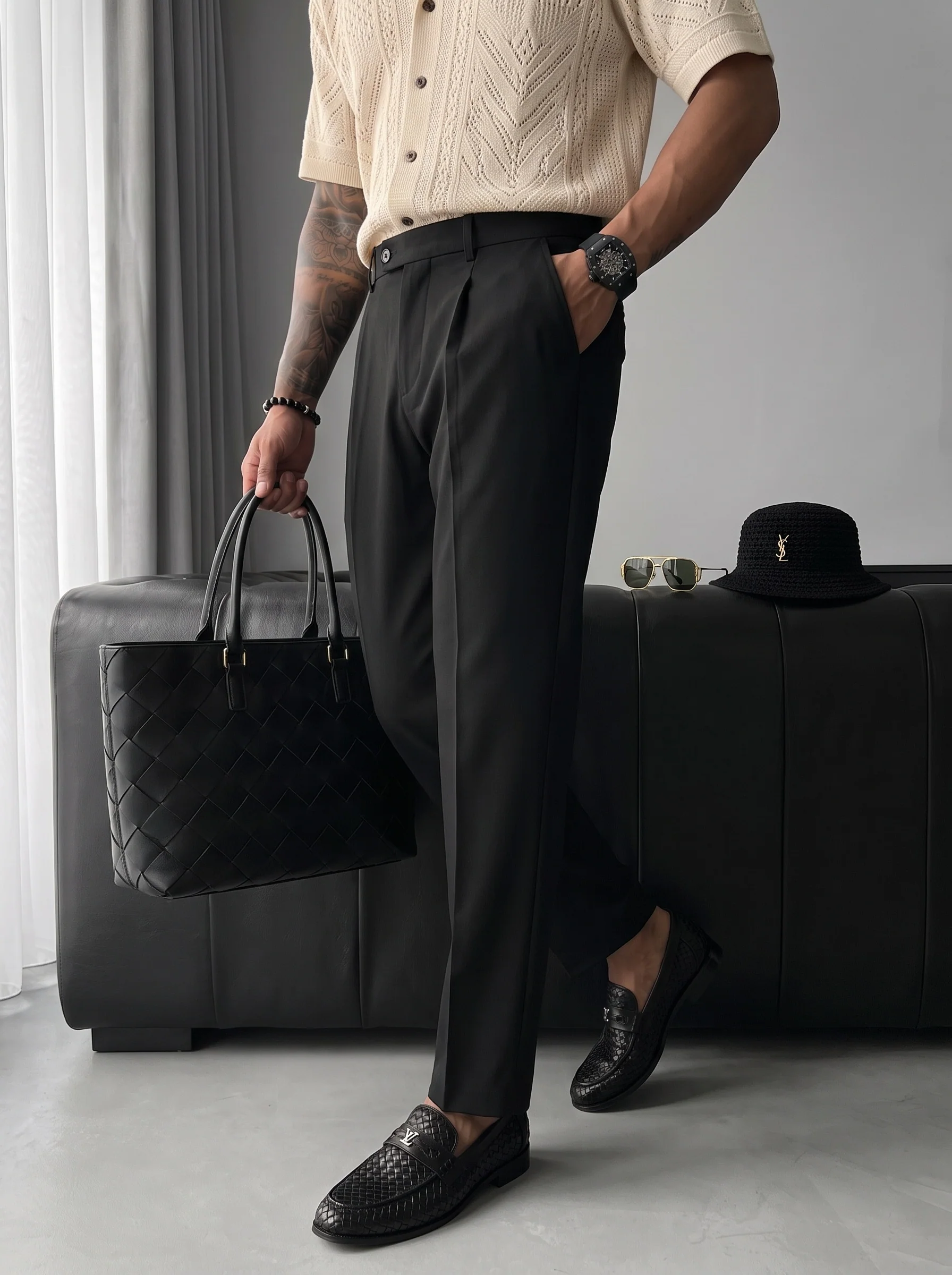 Relaxed Fit Trousers - Black - Image 2