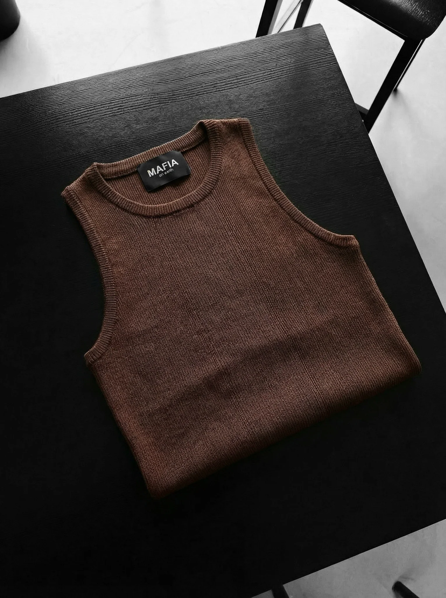 Slim Fit Knit Tanktop - Dark Brown